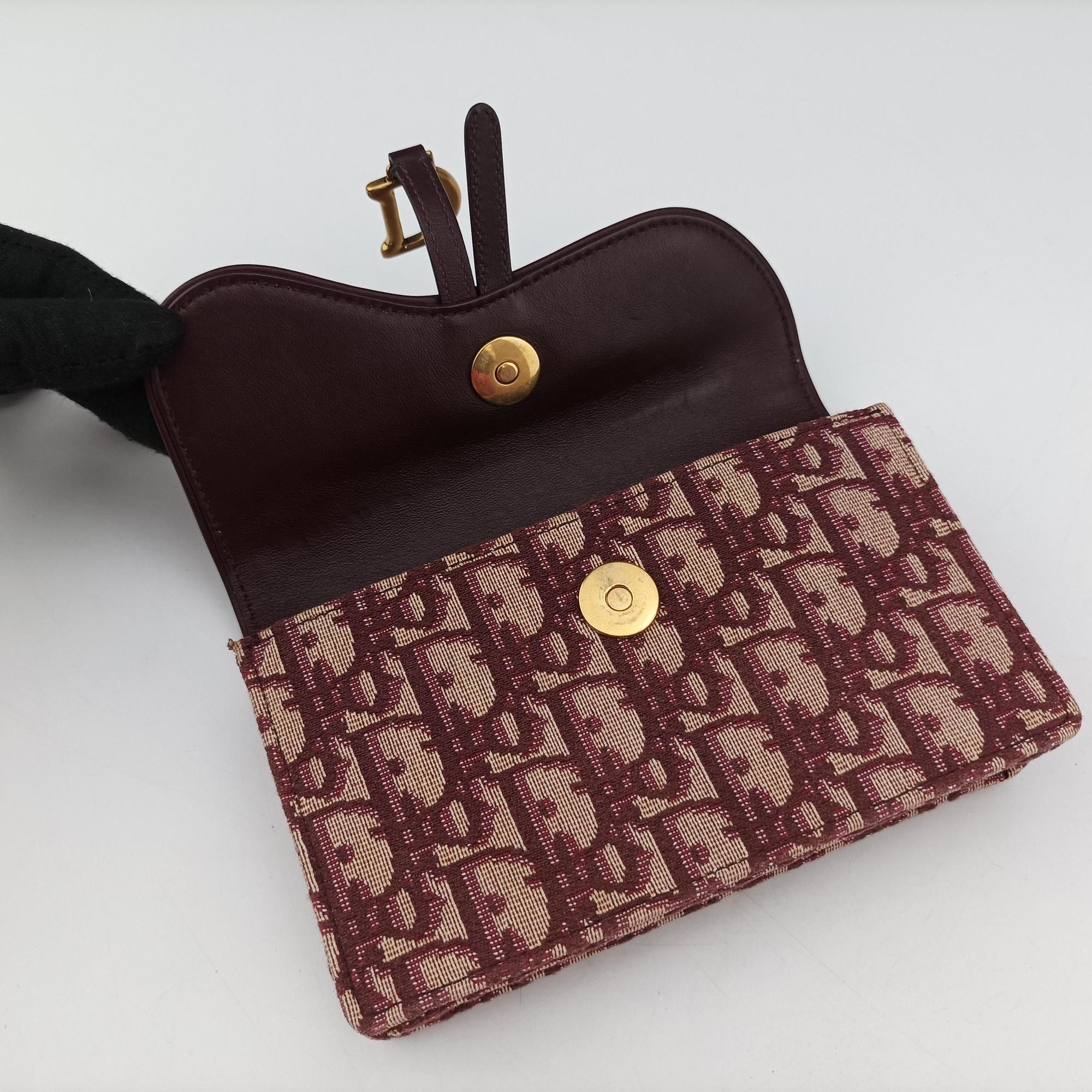 Pre-owned Christian Dior Saddle Red Jacquard  bum bag/waist bag | stylenewstar