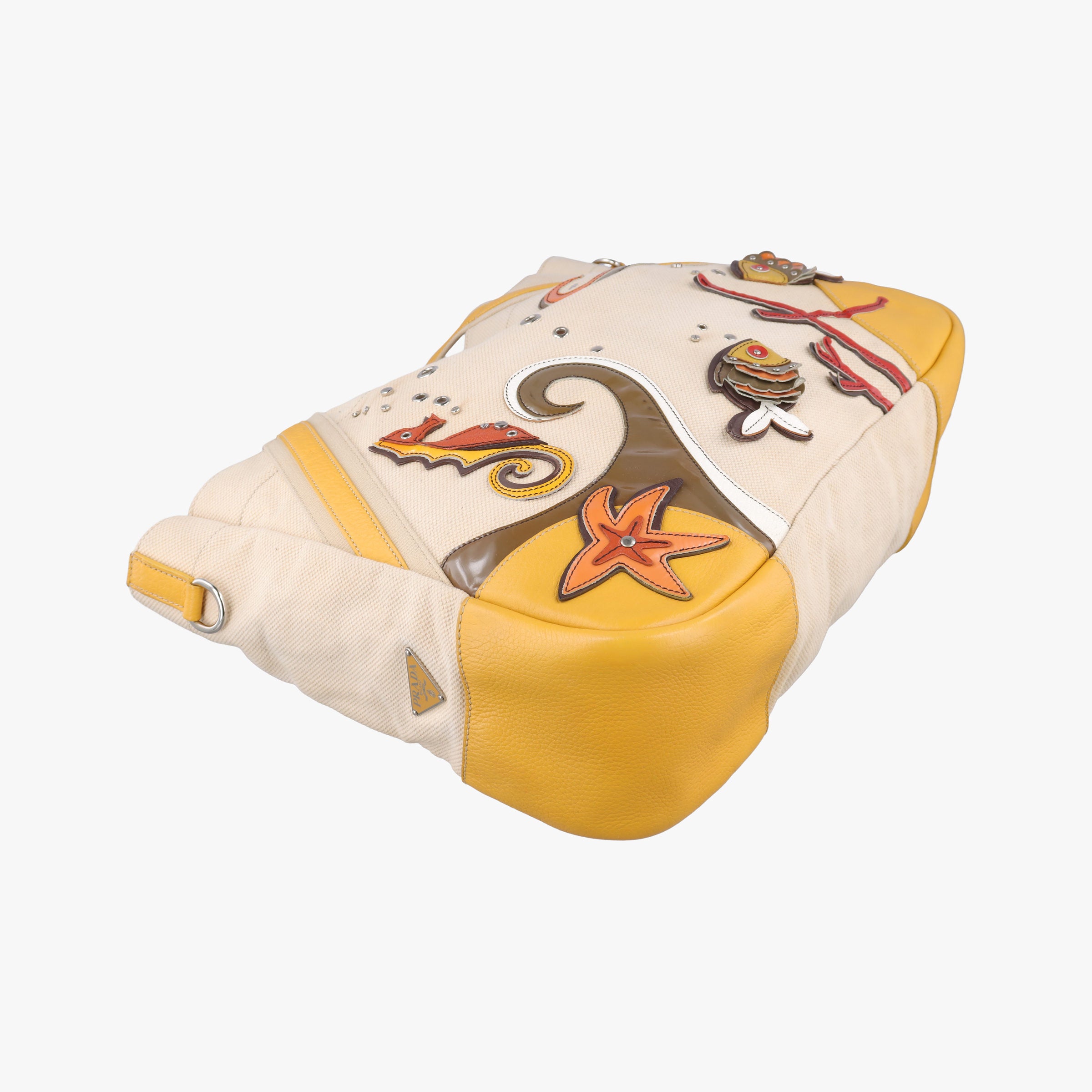 Secondhand Prada Tote bag Beige x Yellowe x multi Canvas x Leather  handbag | stylenewstar