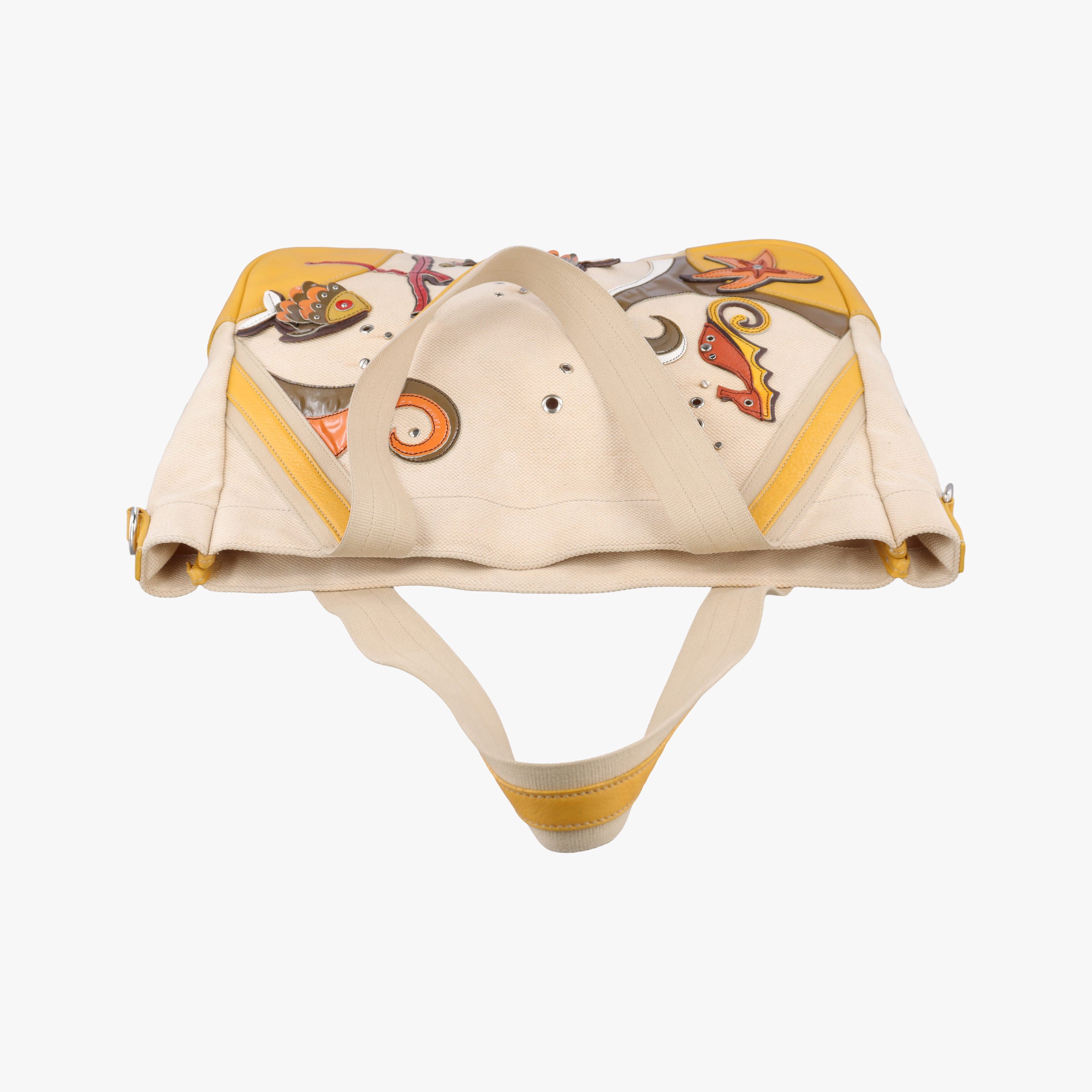Secondhand Prada Tote bag Beige x Yellowe x multi Canvas x Leather  handbag | stylenewstar