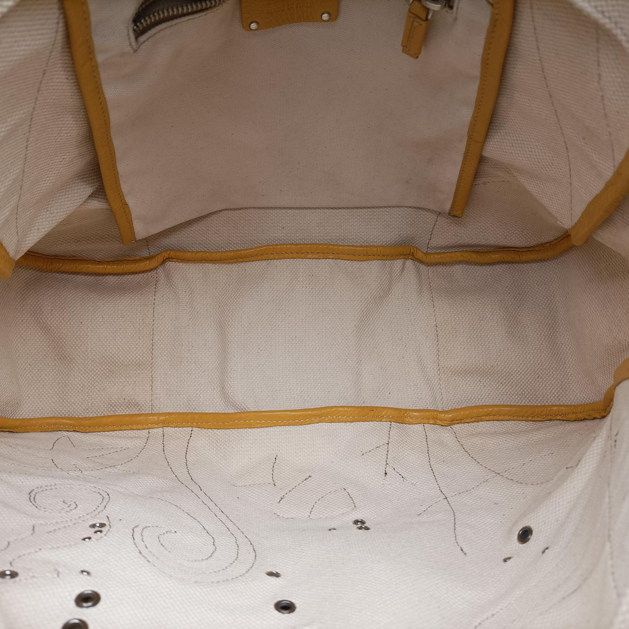 Secondhand Prada Tote bag Beige x Yellowe x multi Canvas x Leather  handbag | stylenewstar