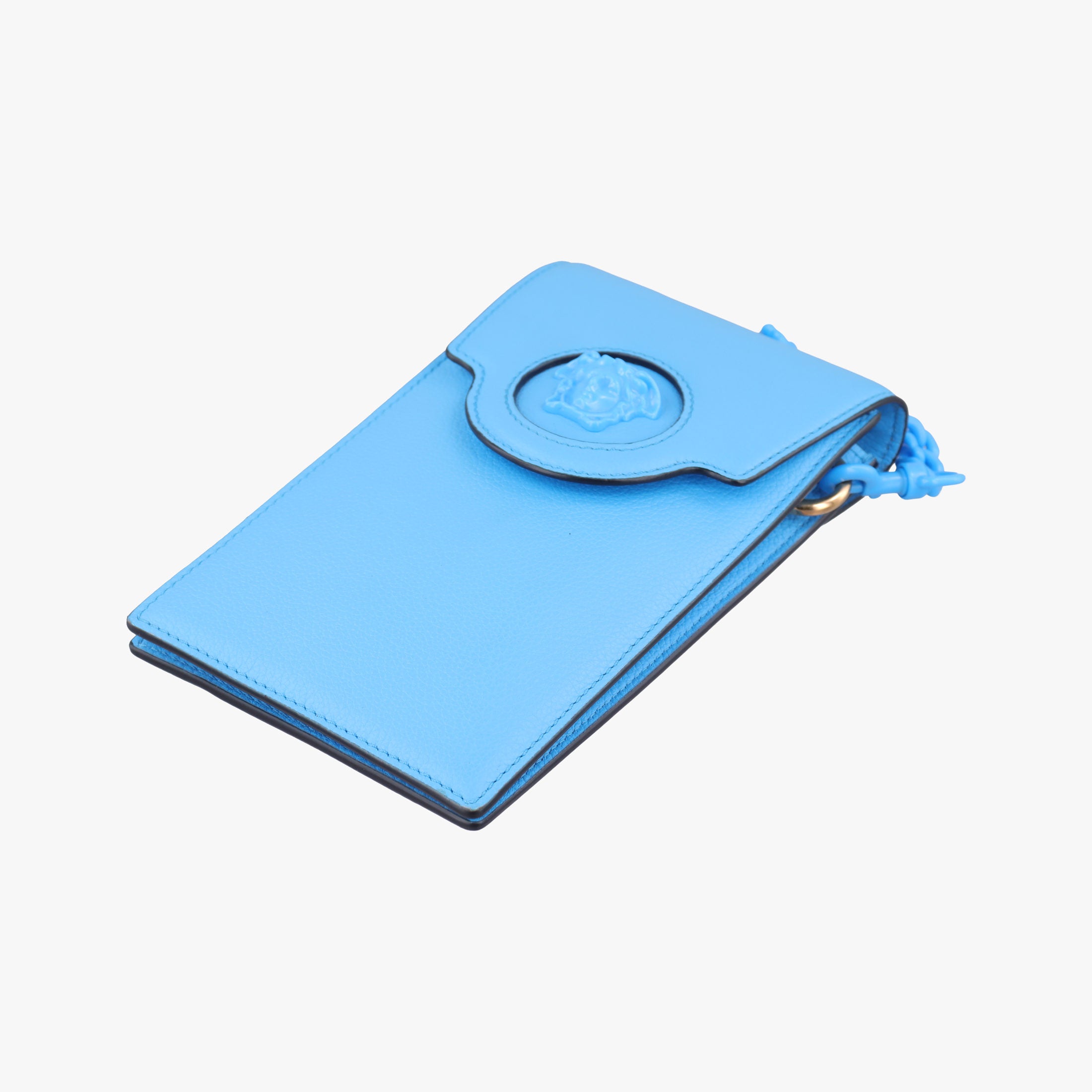 Secondhand VERSACE Medusa phone bag Blue Leather  shoulderbag | stylenewstar