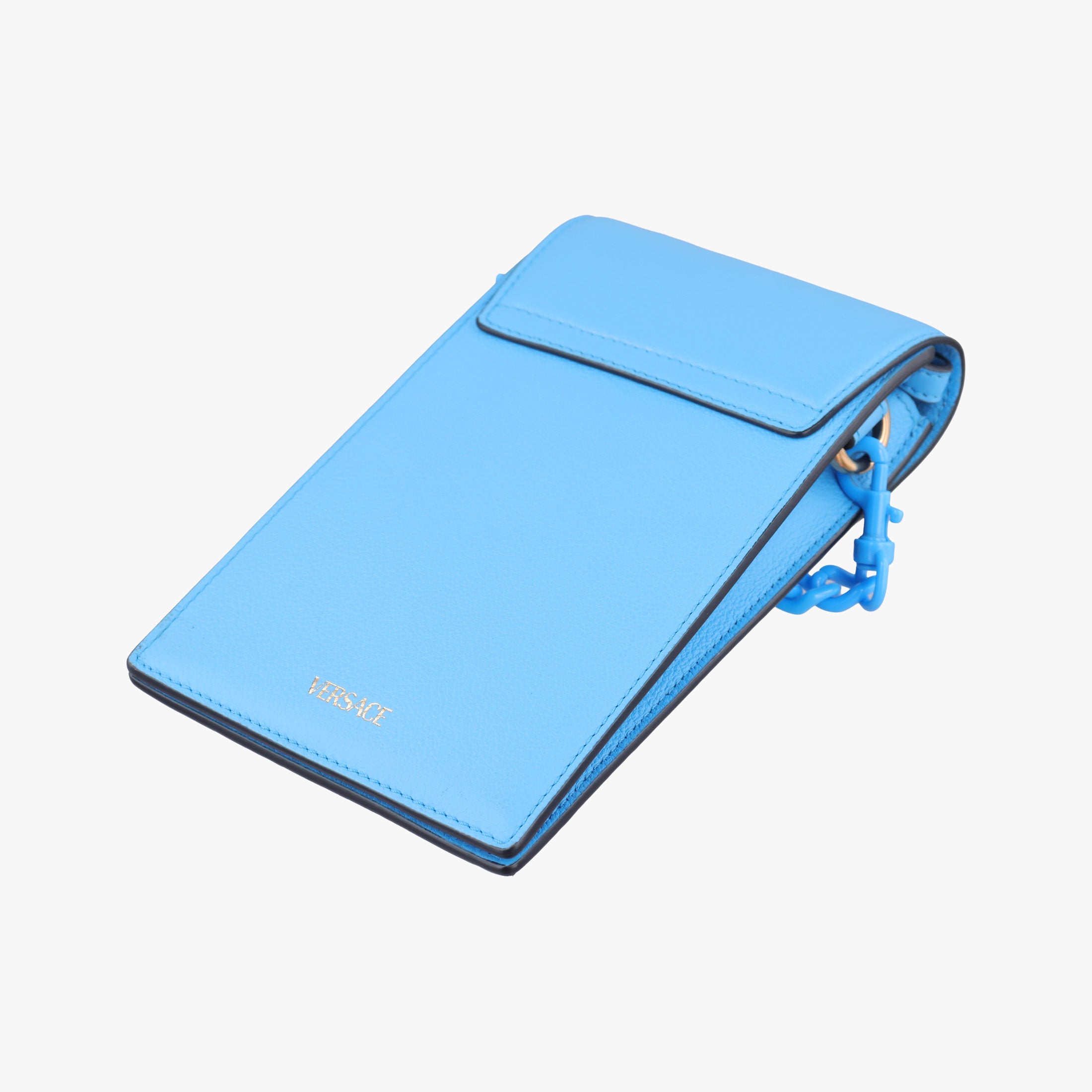 Secondhand VERSACE Medusa phone bag Blue Leather  shoulderbag | stylenewstar