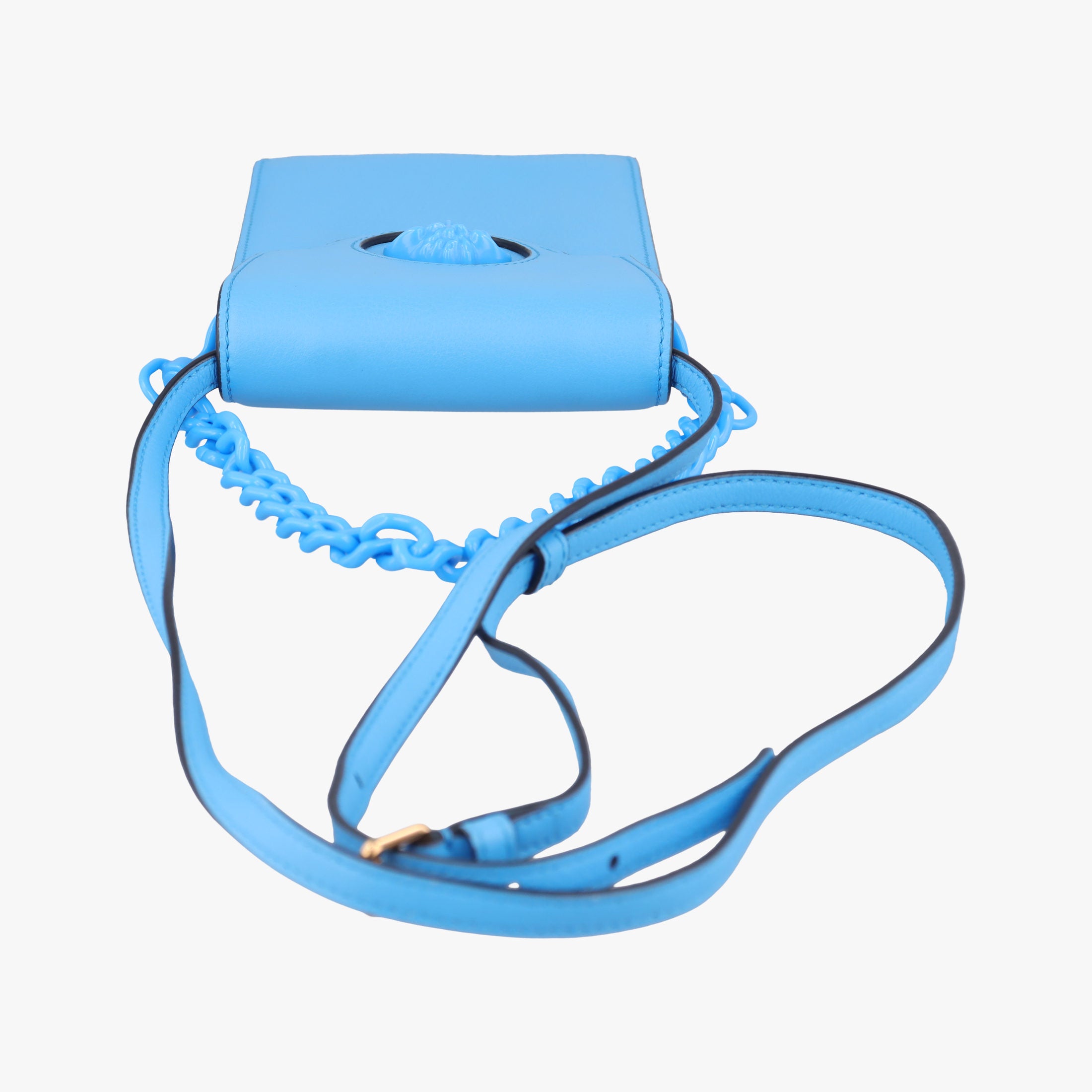 Secondhand VERSACE Medusa phone bag Blue Leather  shoulderbag | stylenewstar
