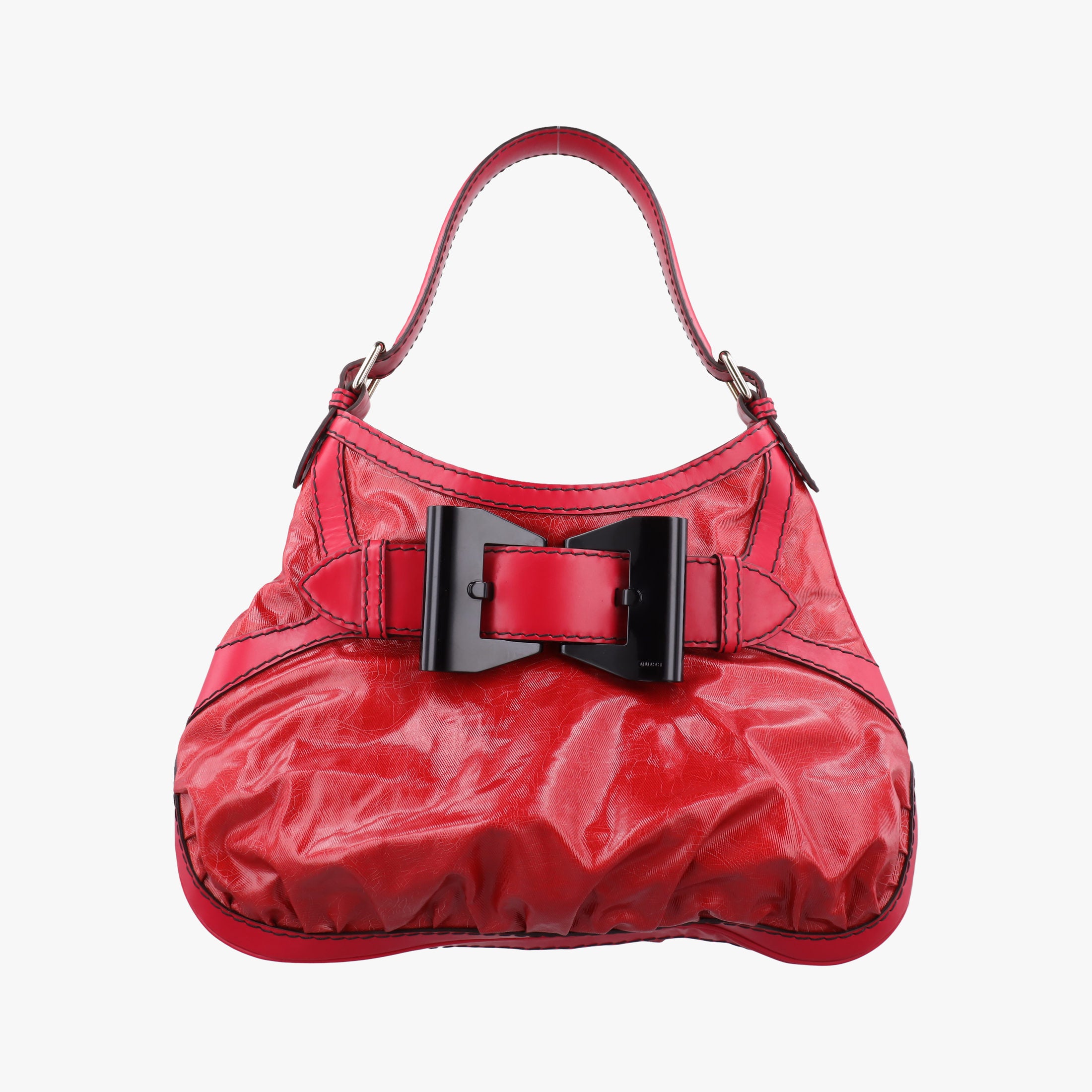 Pre-owned Gucci Queen Red Leather × Coated Canvas 189885 shoulderbag | stylenewstar