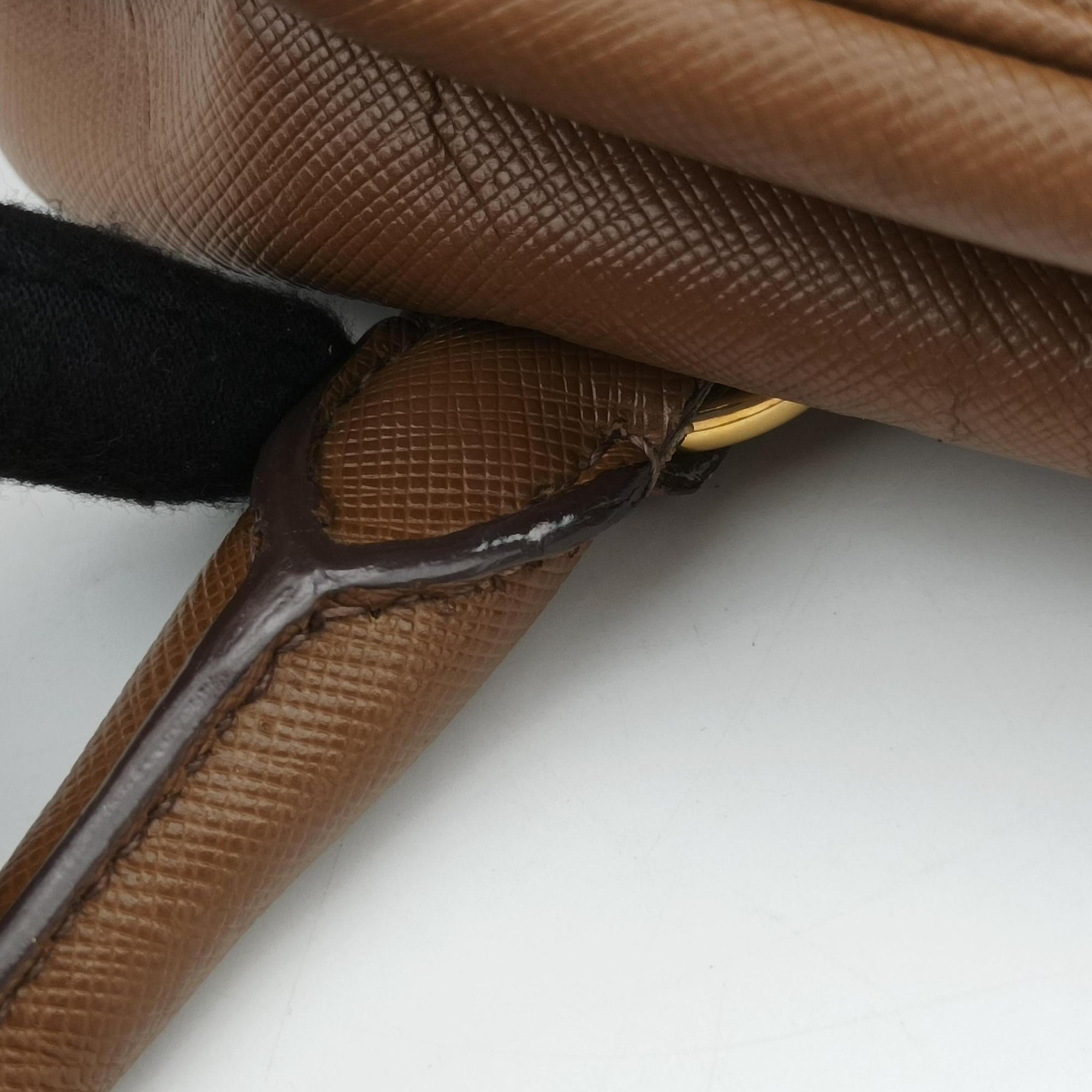 Pre-owned Prada Convertible Top Handle Brown SAFFIANO Leather BL0757 handbag | stylenewstar