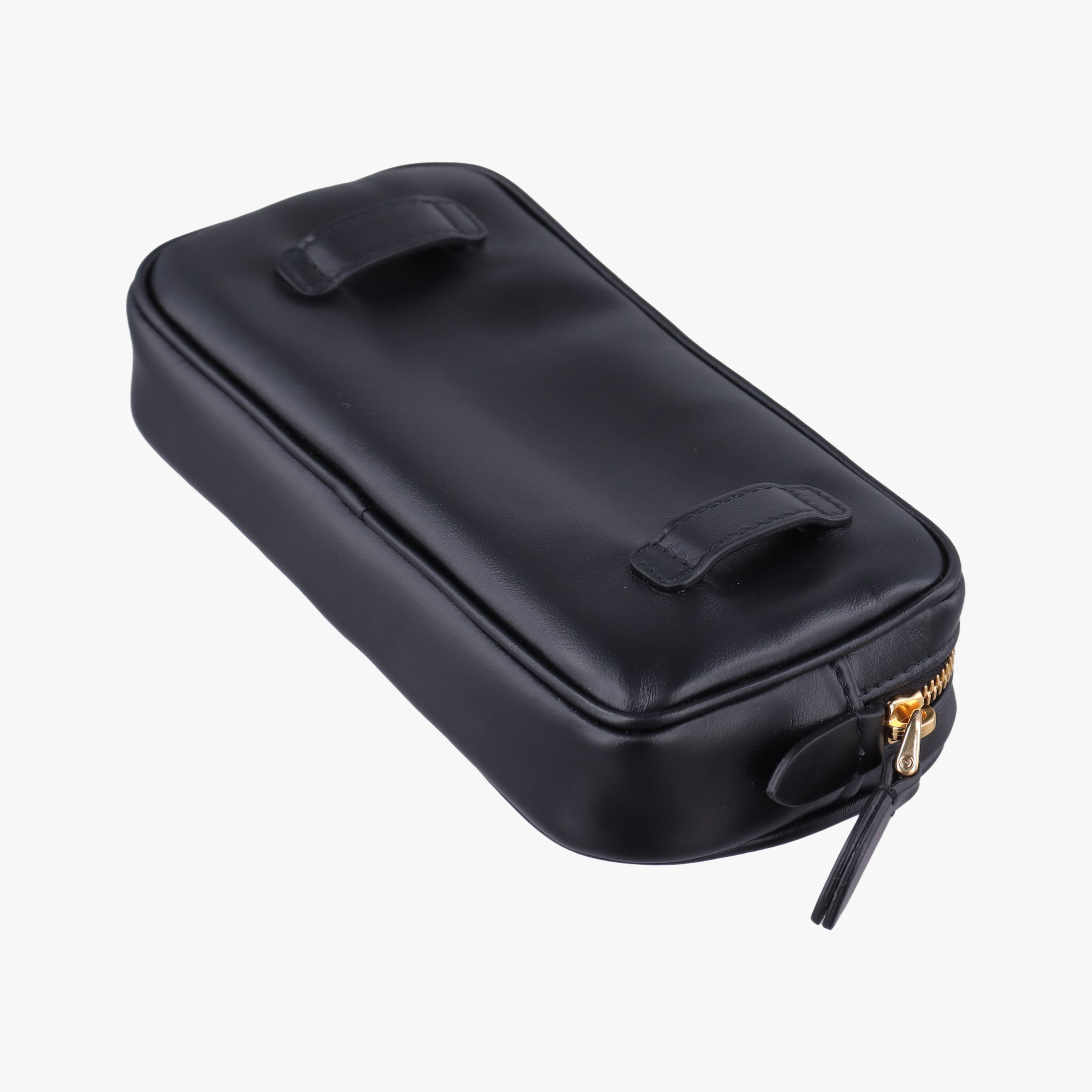 Pre-owned Miu Miu Logo belt Black leather  bum bag/waist bag | stylenewstar