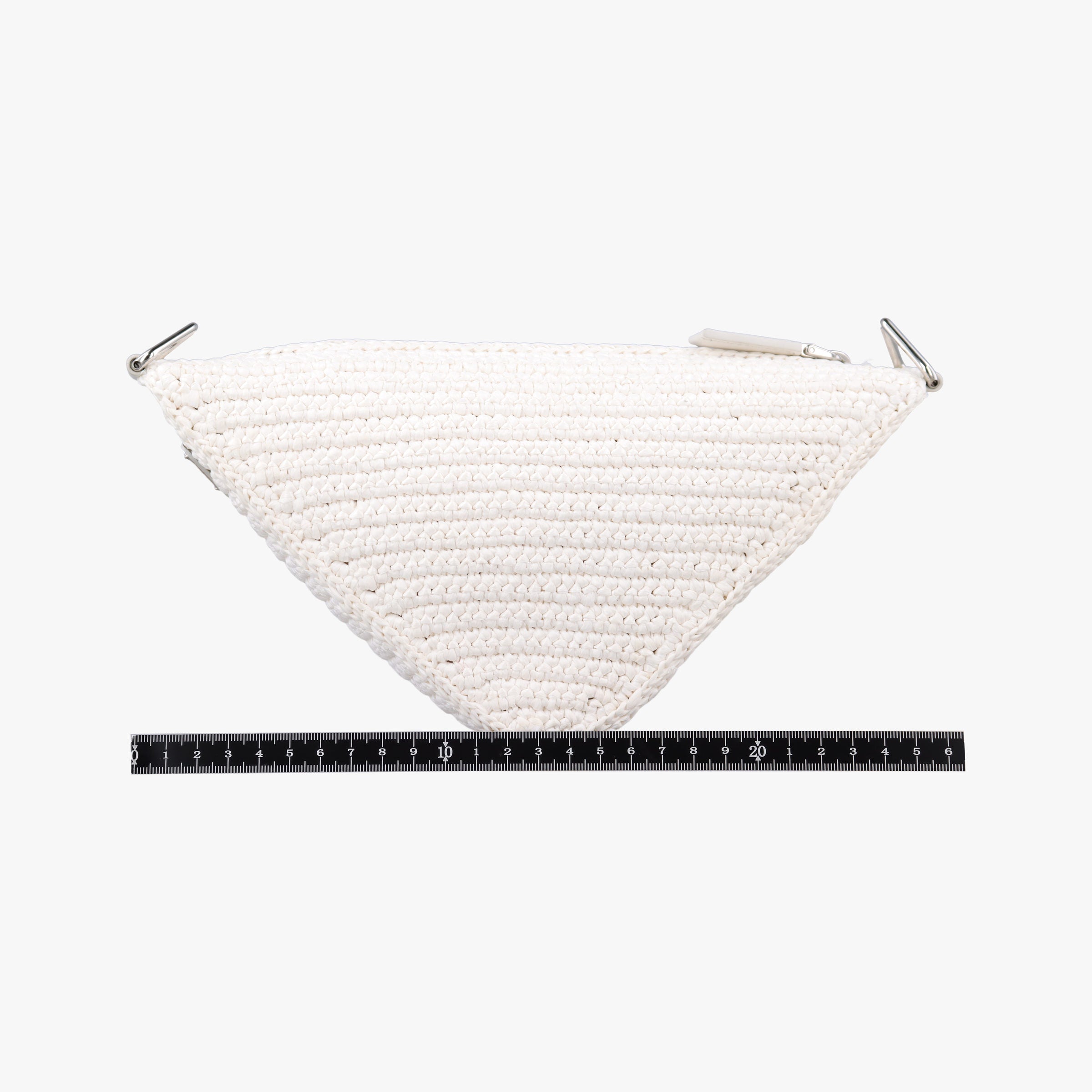 Pre-owned Prada Triangle Logo White Straw  shoulderbag | stylenewstar
