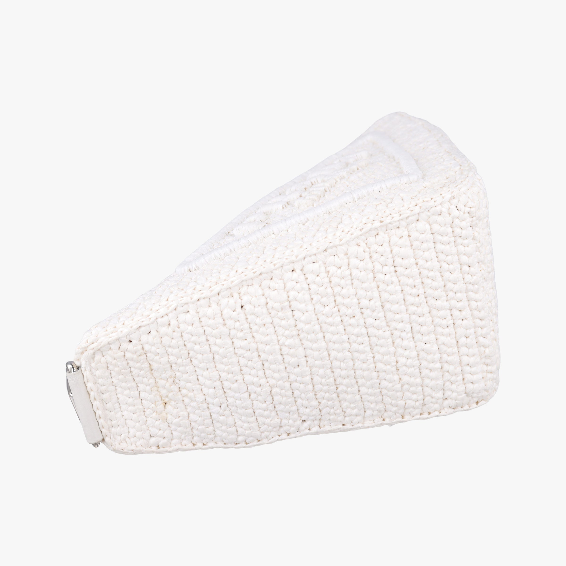 Pre-owned Prada Triangle Logo White Straw  shoulderbag | stylenewstar