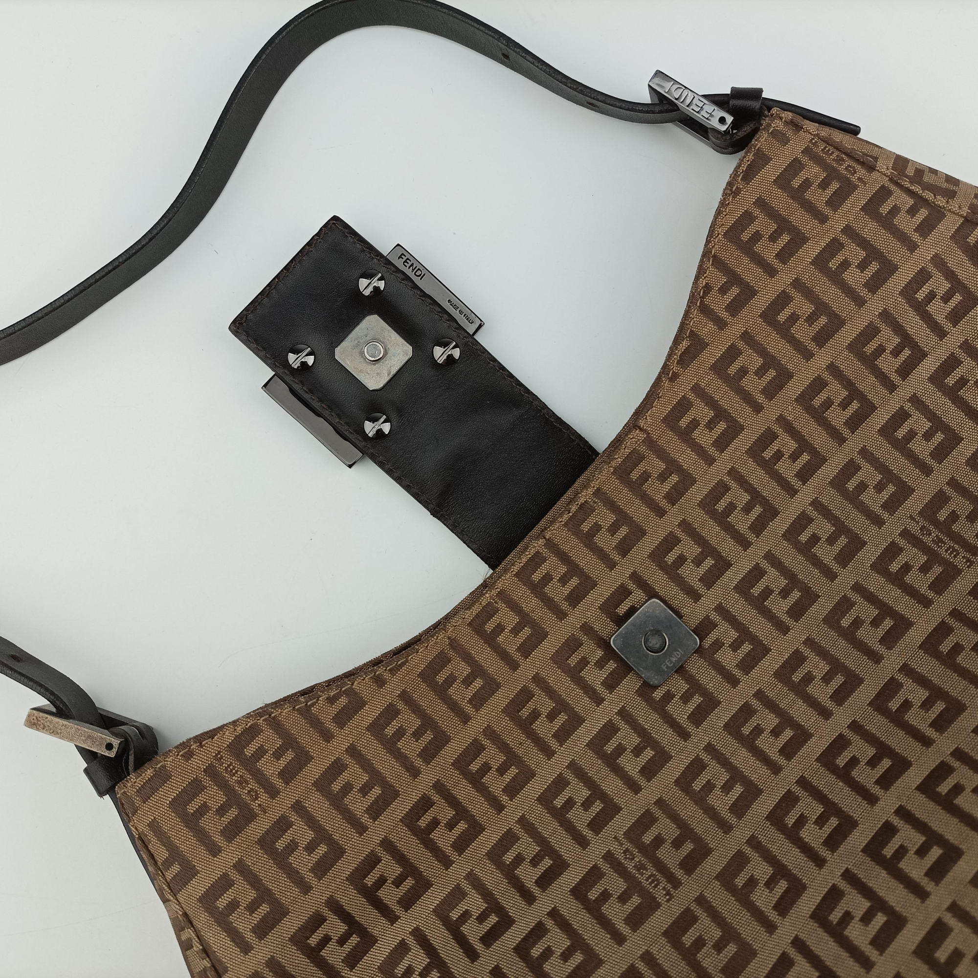 Pre-owned Fendi Zucchino Brown canvas 8BR036 shoulderbag | stylenewstar