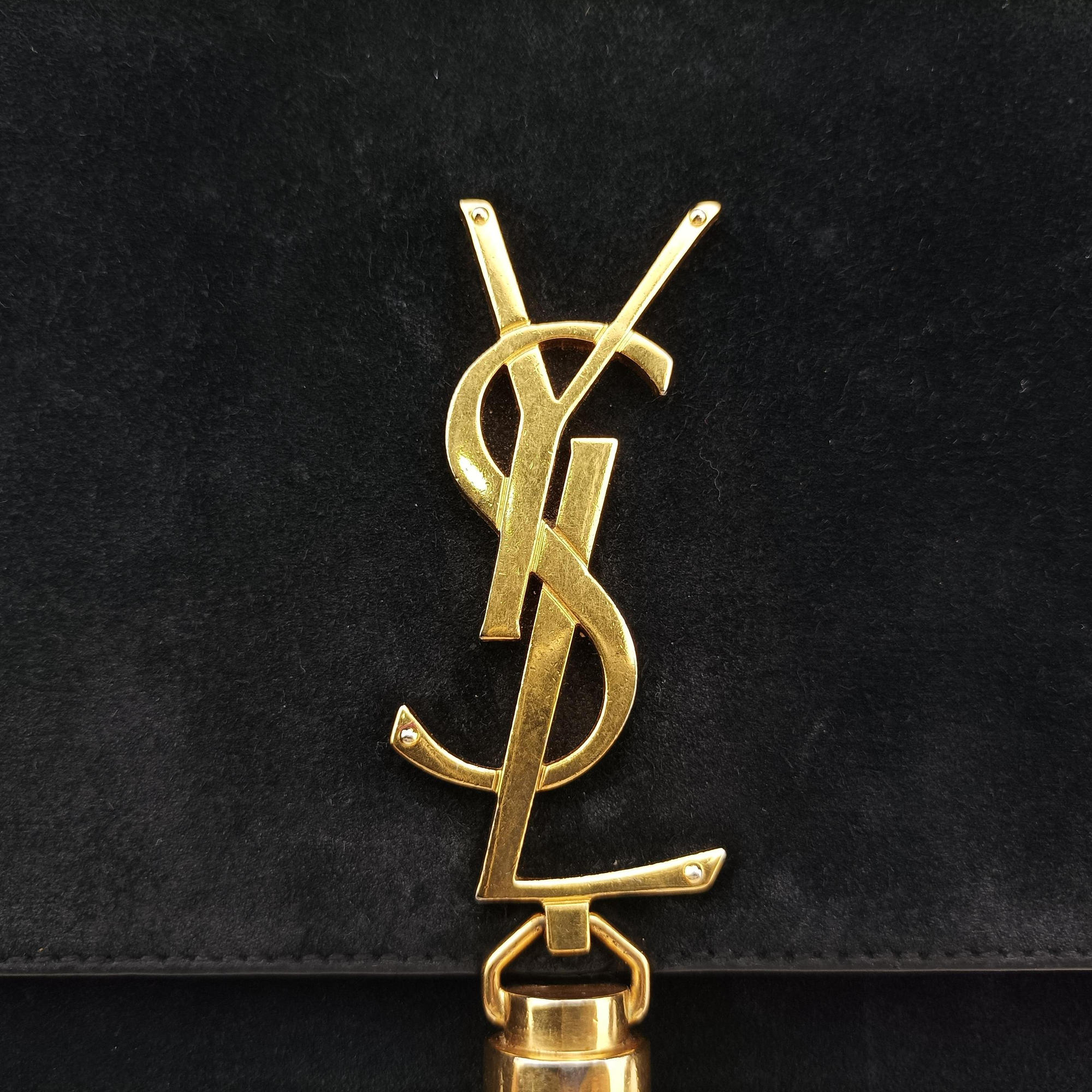 Pre-owned Yves Saint Laurent KATE Black Suede 354119 shoulderbag | stylenewstar