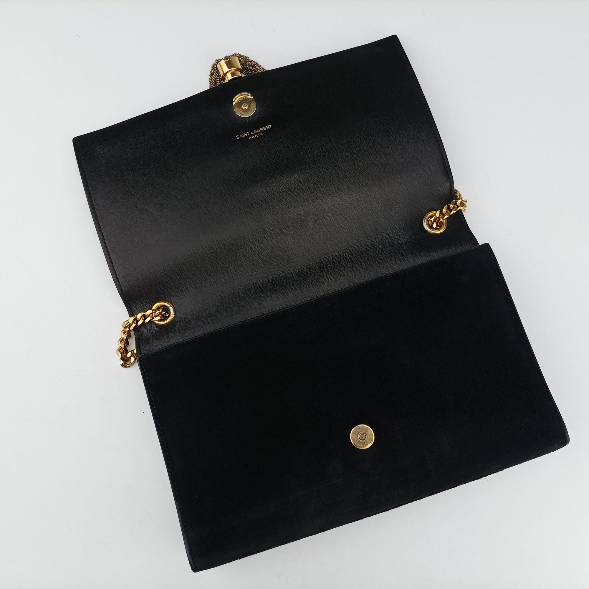 Pre-owned Yves Saint Laurent KATE Black Suede 354119 shoulderbag | stylenewstar