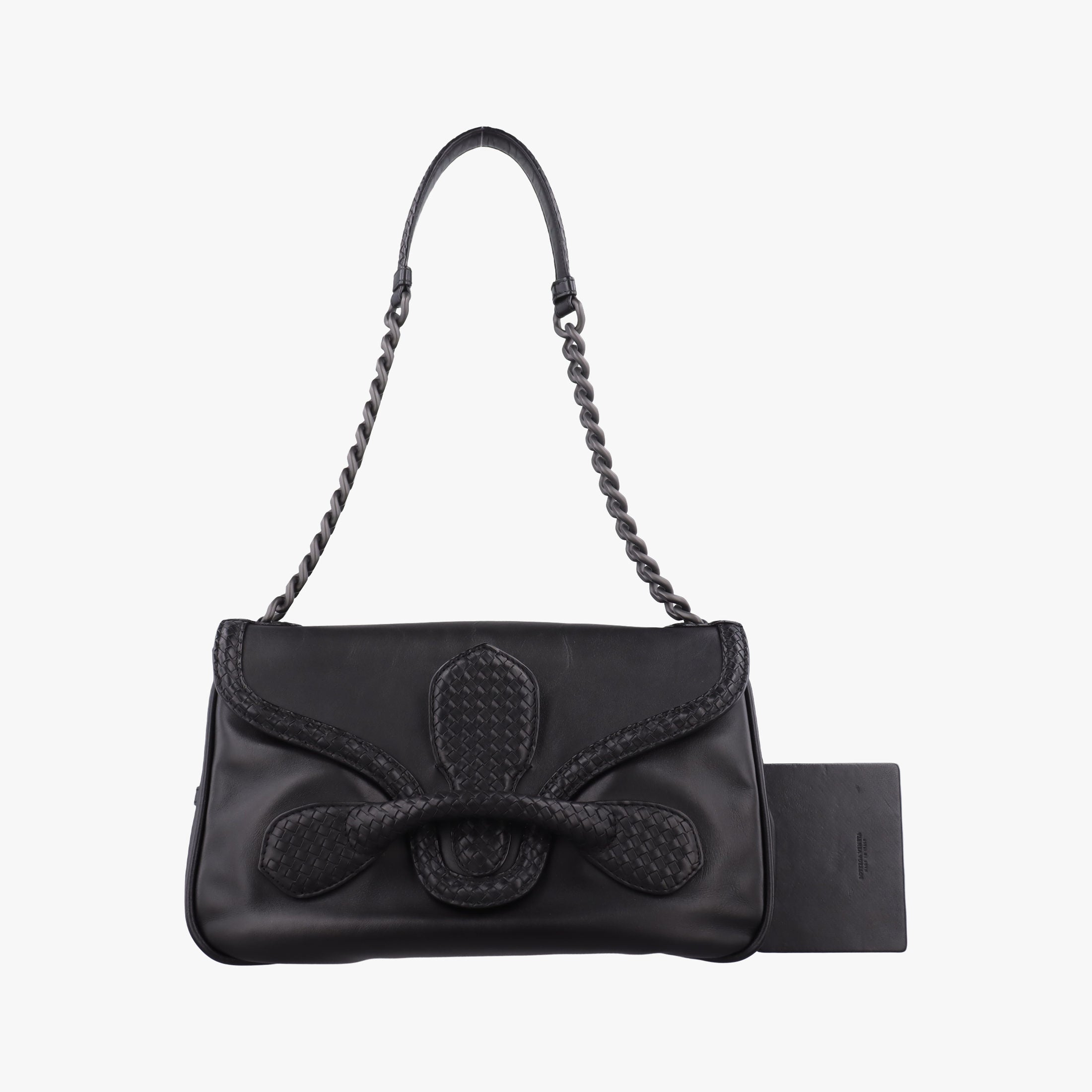 Pre-owned Bottega Veneta Intrecciato Black lambskin  shoulderbag | stylenewstar