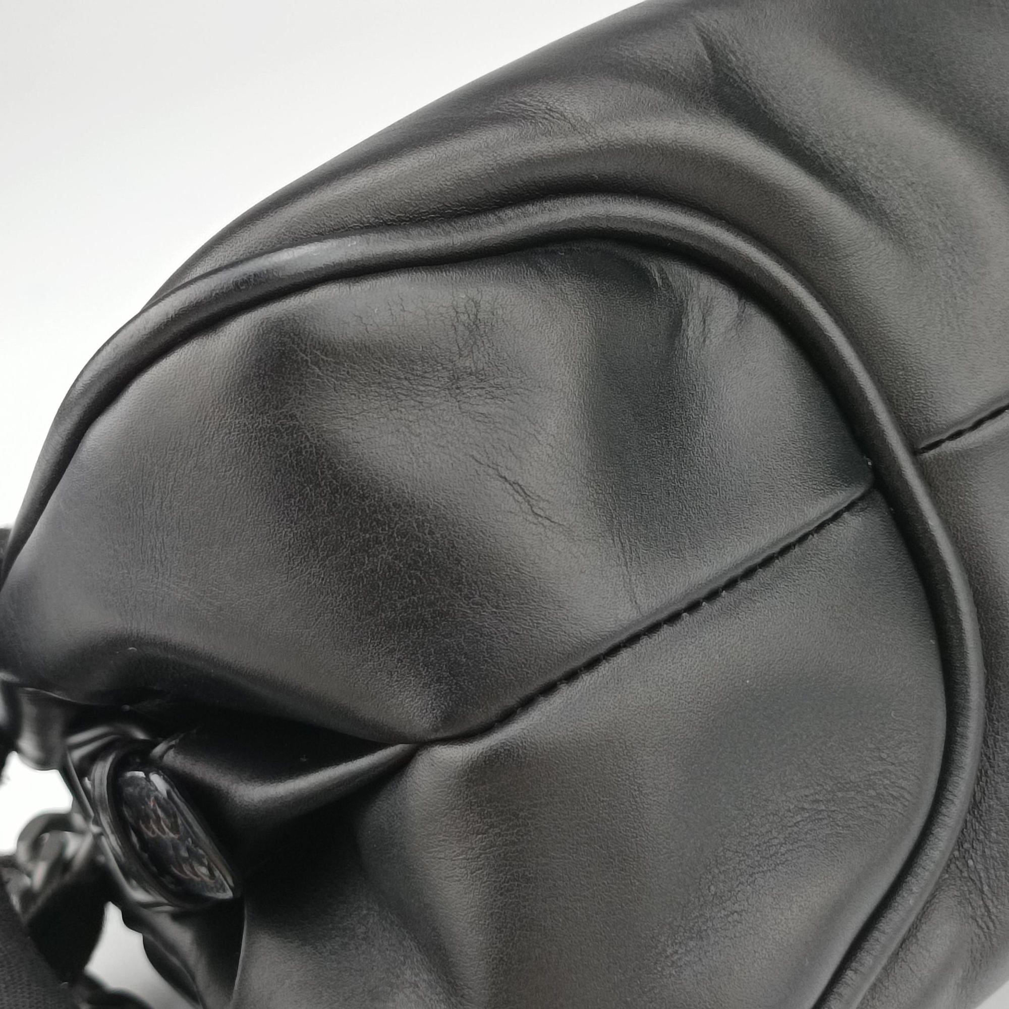 Pre-owned Bottega Veneta Intrecciato Black lambskin  shoulderbag | stylenewstar