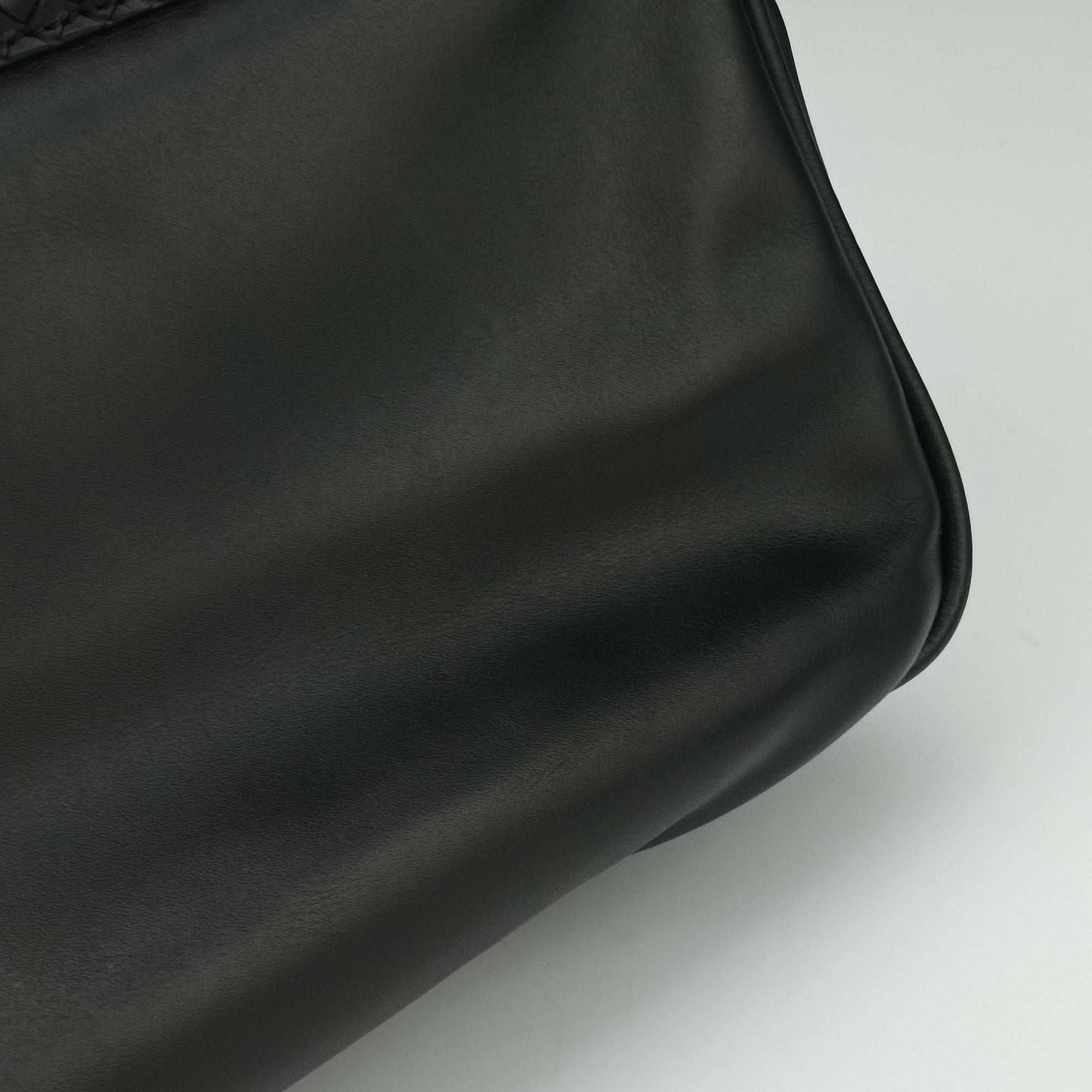 Pre-owned Bottega Veneta Intrecciato Black lambskin  shoulderbag | stylenewstar