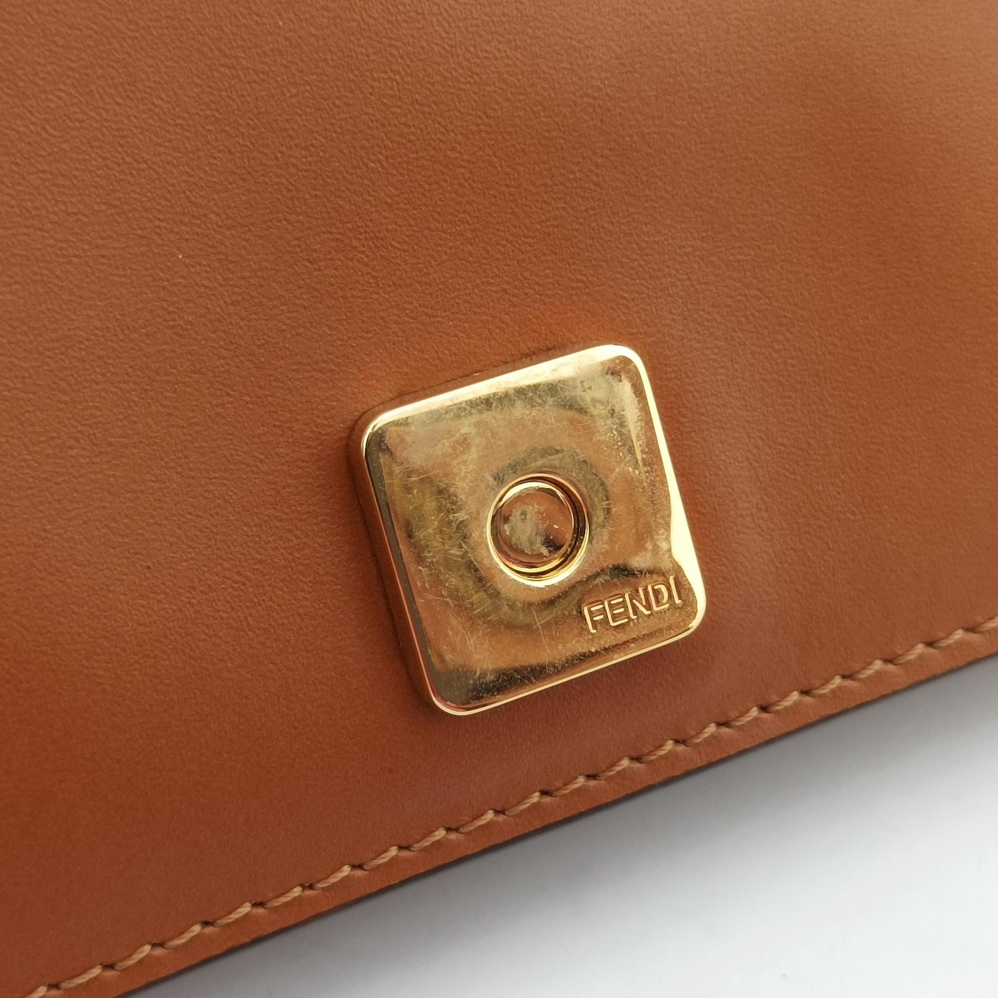 Vintage Fendi Roma Logo woc Brown Leather 8BS006 shoulderbag | stylenewstar
