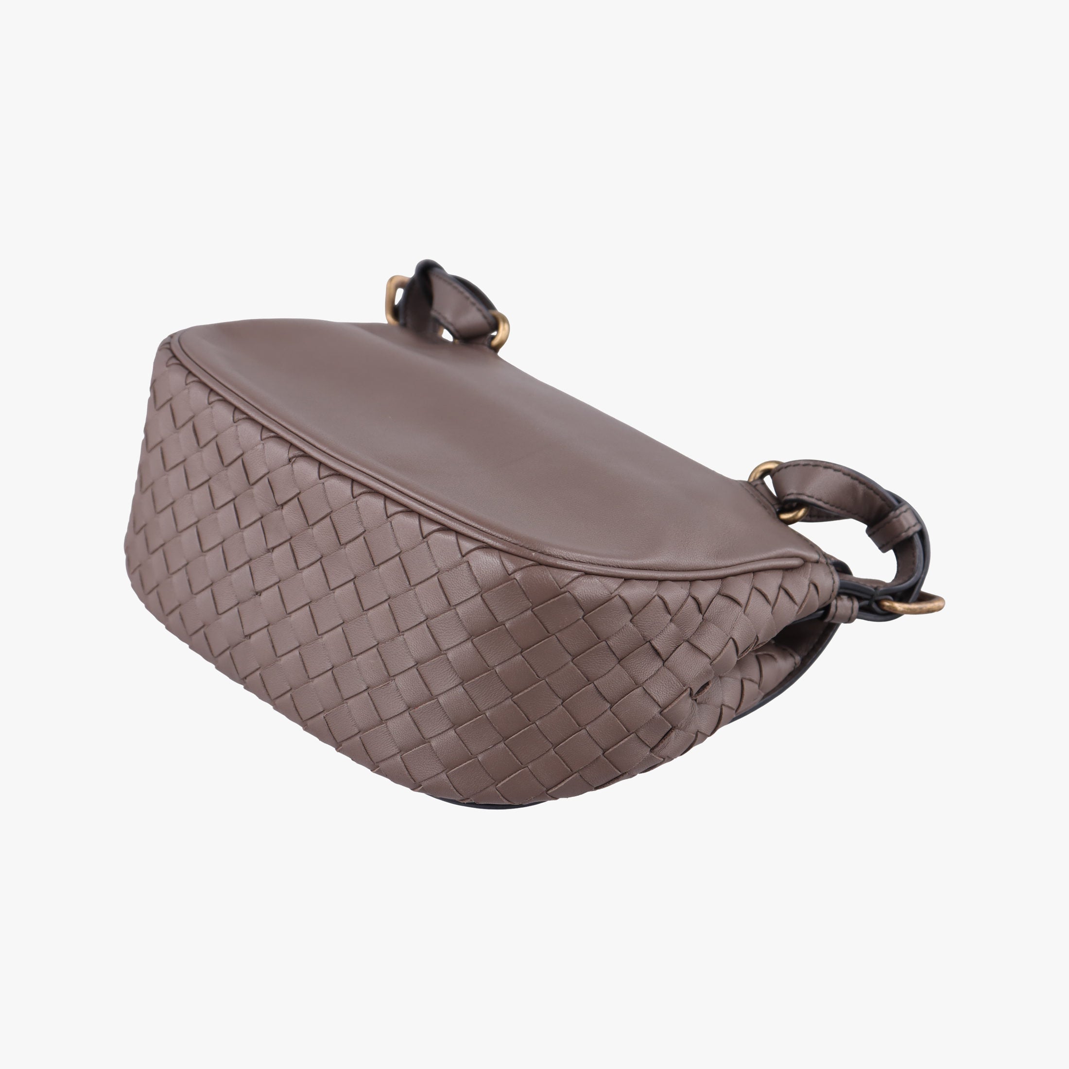 Pre-owned Bottega Veneta Luna Intrecciato Brown lambskin  shoulderbag | stylenewstar