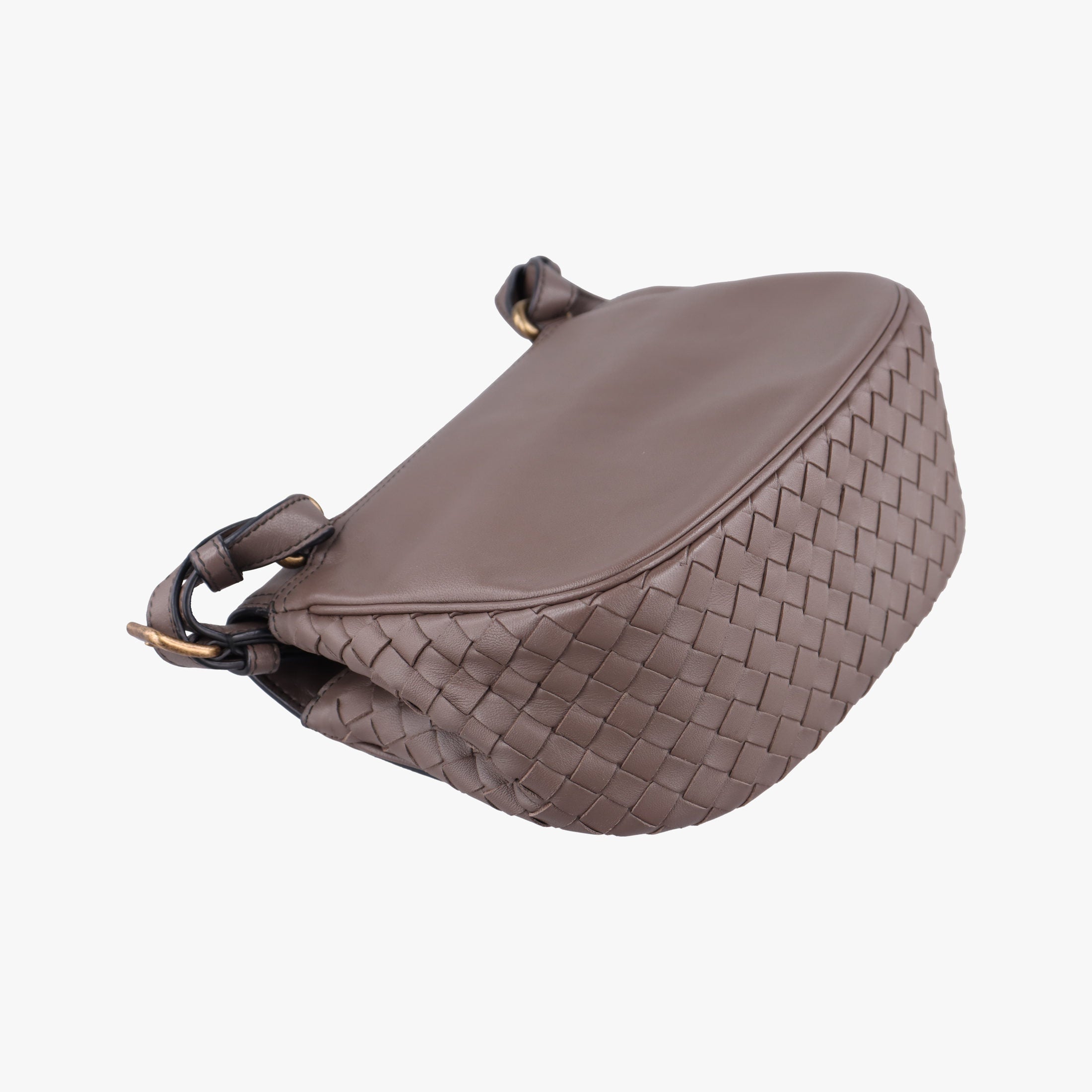 Pre-owned Bottega Veneta Luna Intrecciato Brown lambskin  shoulderbag | stylenewstar