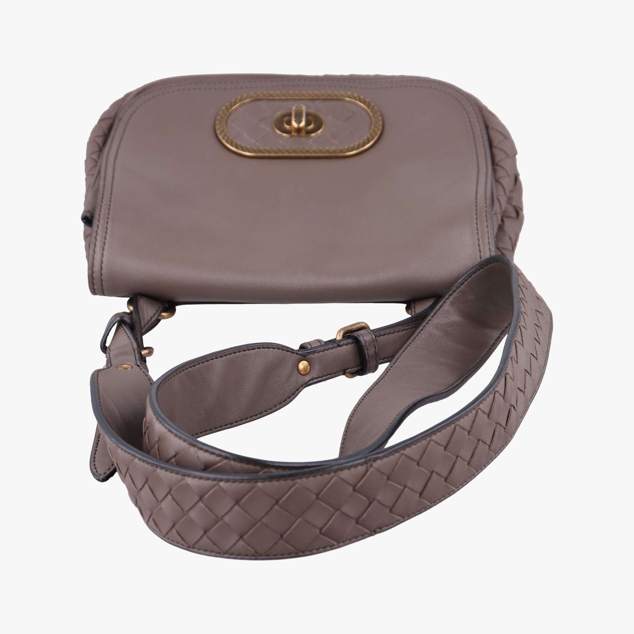 Pre-owned Bottega Veneta Luna Intrecciato Brown lambskin  shoulderbag | stylenewstar