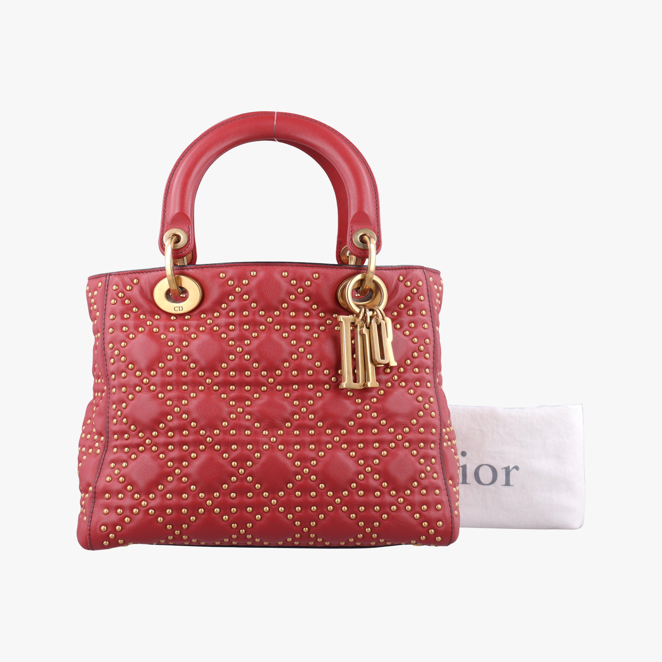 Pre-owned Christian Dior Lady Dior Red Leather  handbag | stylenewstar