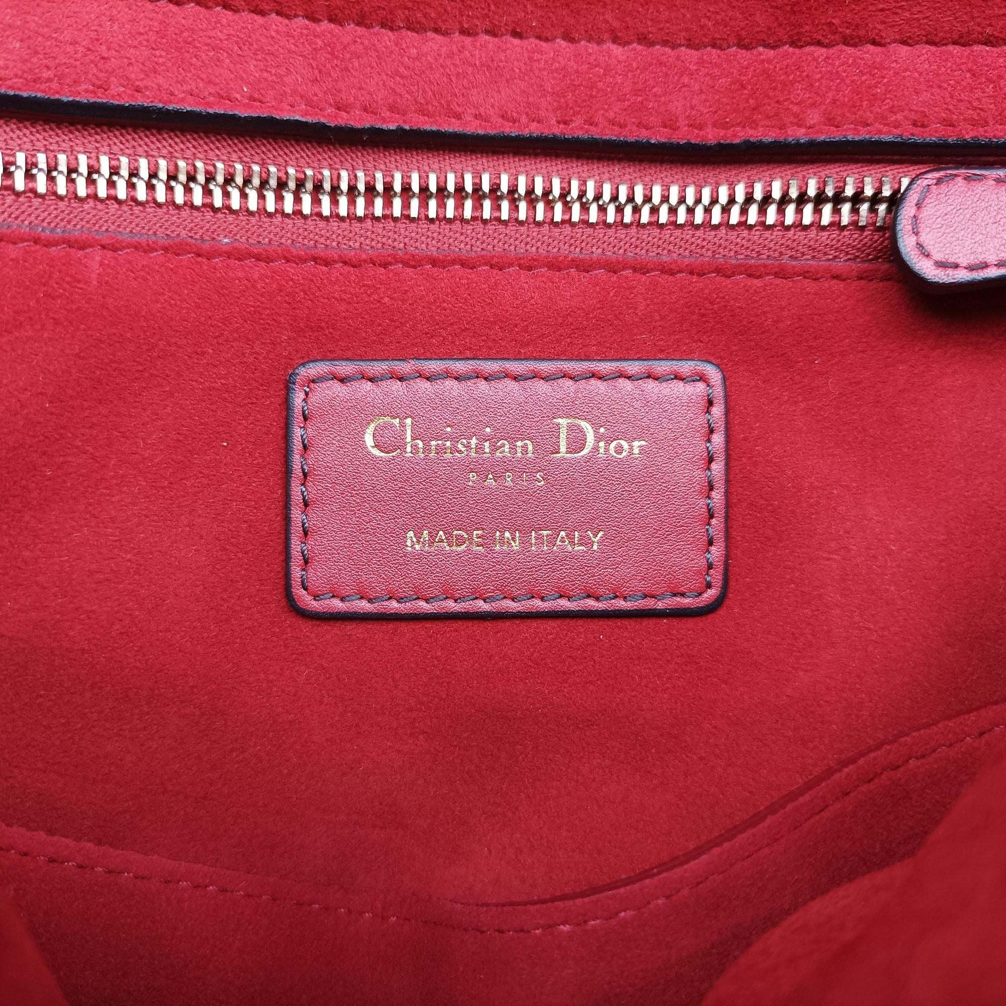Pre-owned Christian Dior Lady Dior Red Leather  handbag | stylenewstar