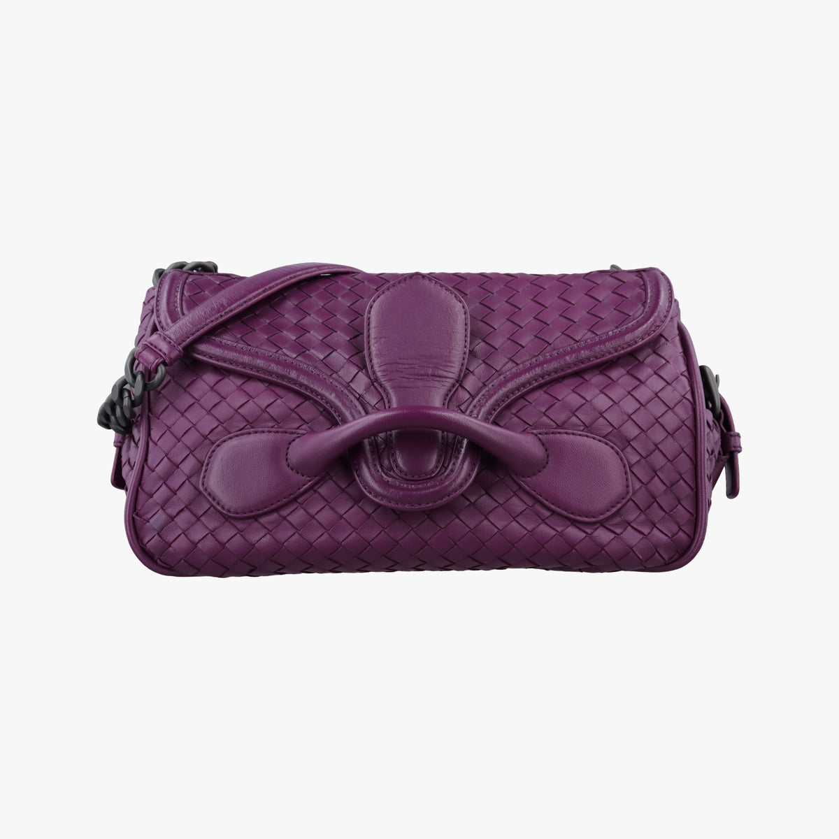 Pre-owned Bottega Veneta Intrecciato Purple lambskin  shoulderbag | stylenewstar