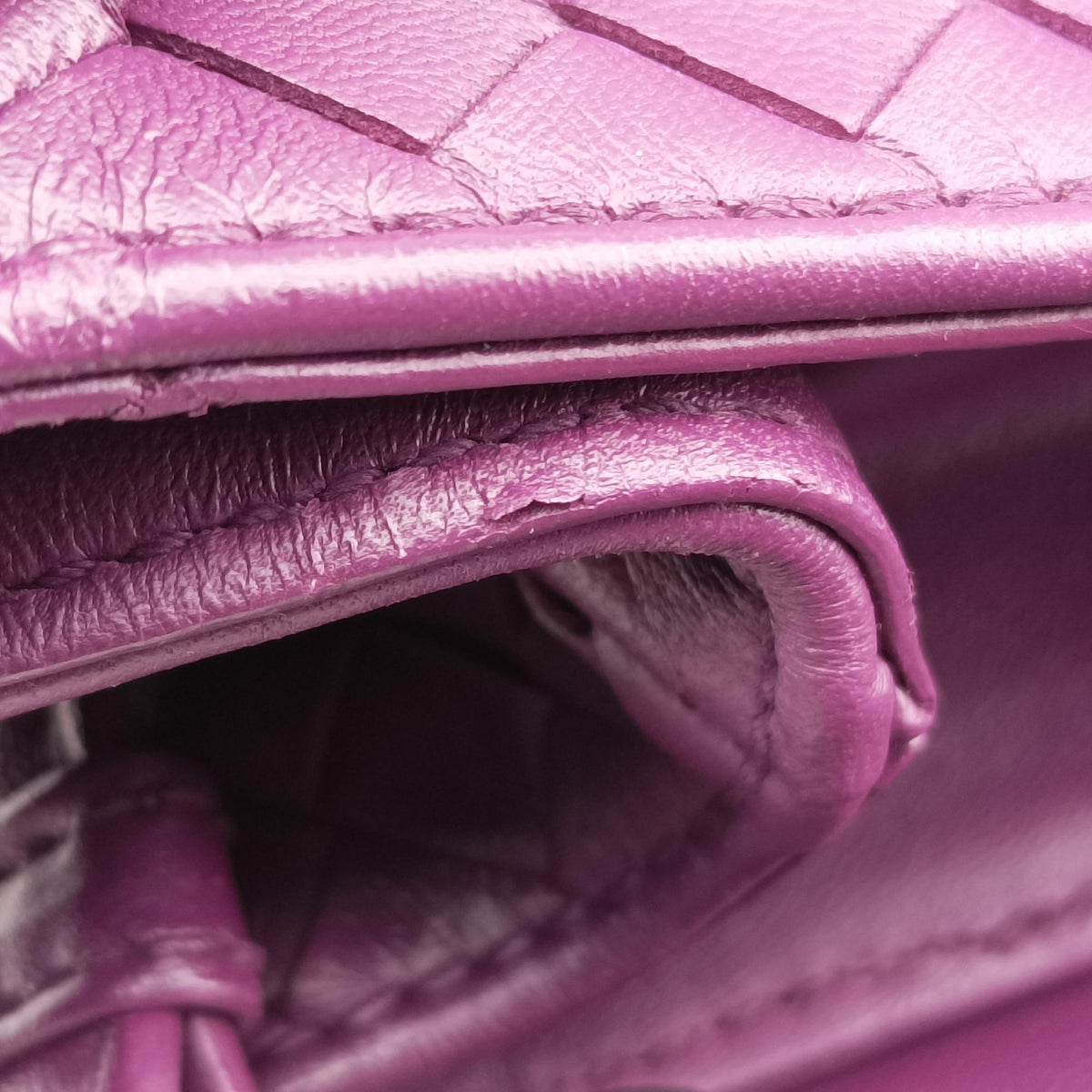 Pre-owned Bottega Veneta Intrecciato Purple lambskin  shoulderbag | stylenewstar