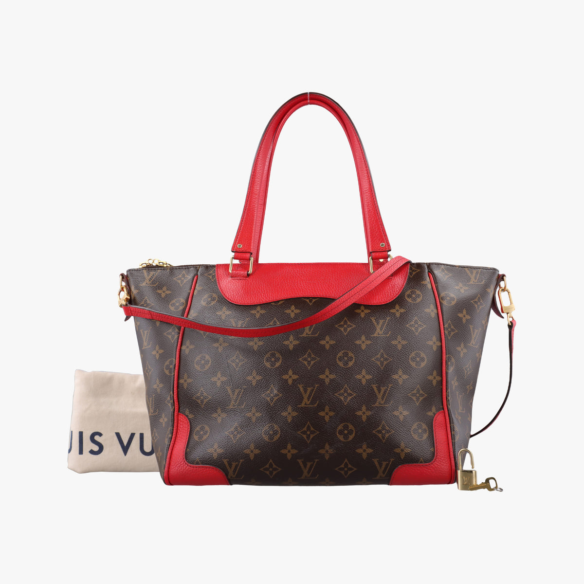 Pre-owned Louis Vuitton ESTRELA brown×COQUELICOT Monogram Canvas×calf leather M51193 shoulderbag | stylenewstar