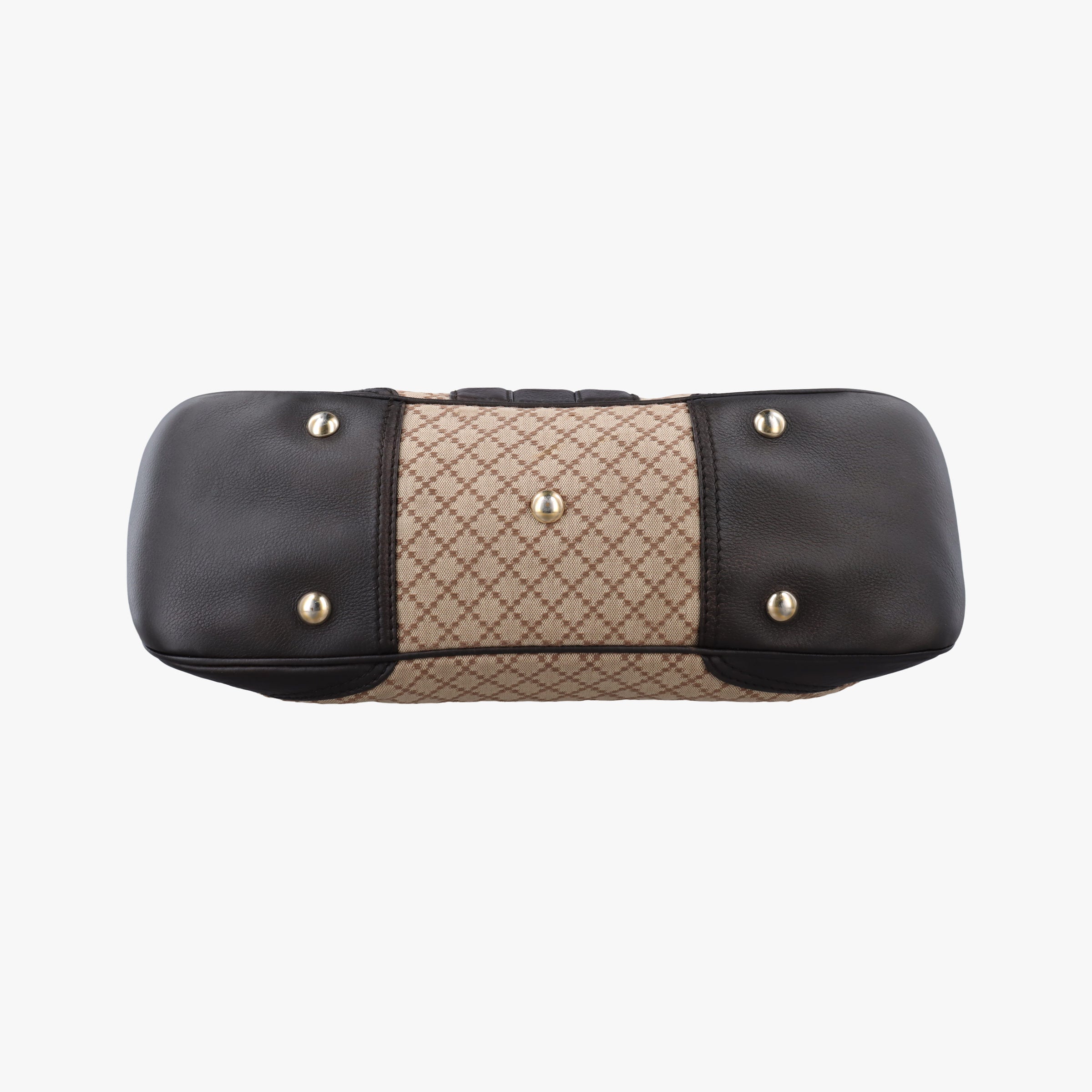 Pre-owned Gucci Horsebit Diamante Beige × Dark Brown Canvas×Leather 247286 handbag | stylenewstar