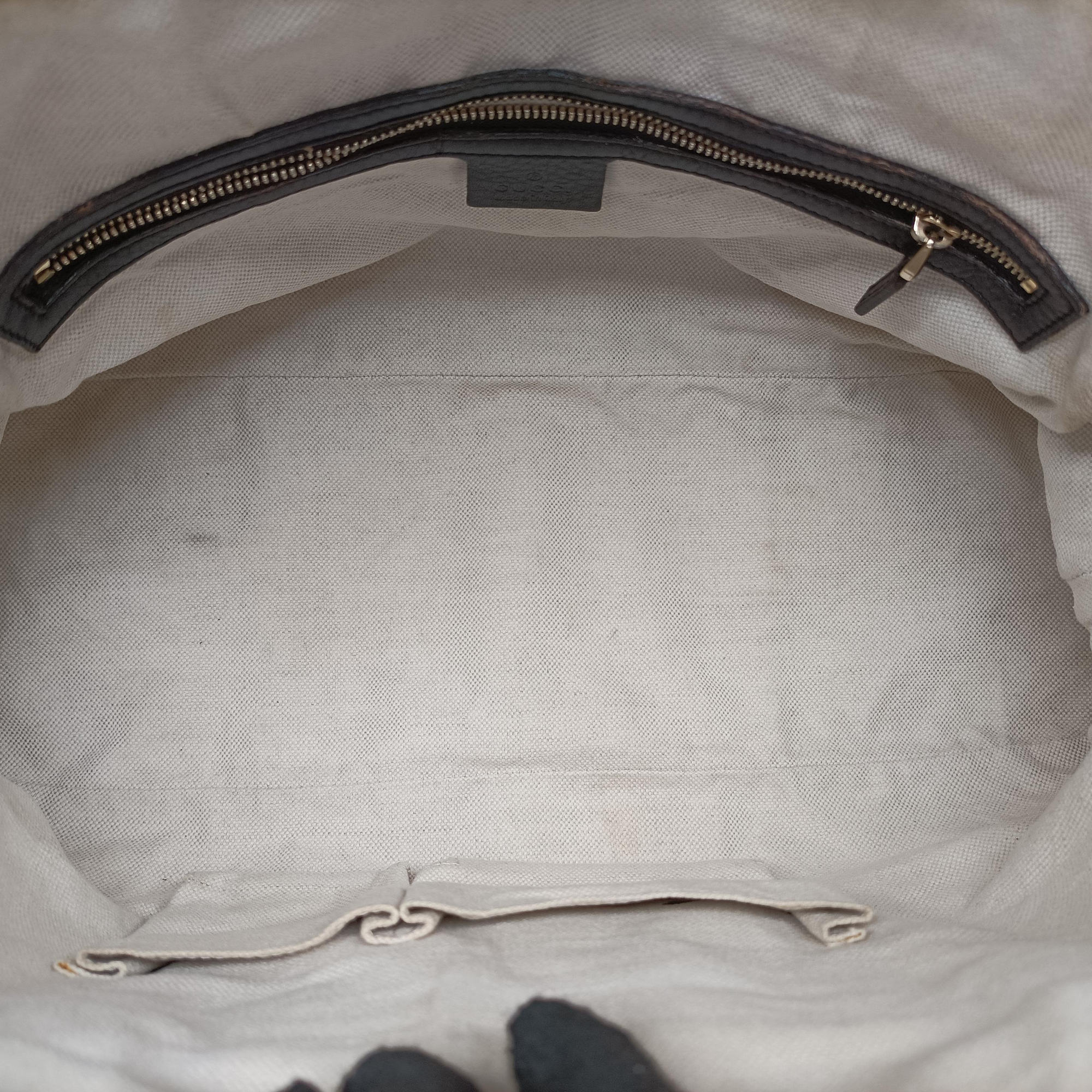 Pre-owned Gucci Horsebit Diamante Beige × Dark Brown Canvas×Leather 247286 handbag | stylenewstar