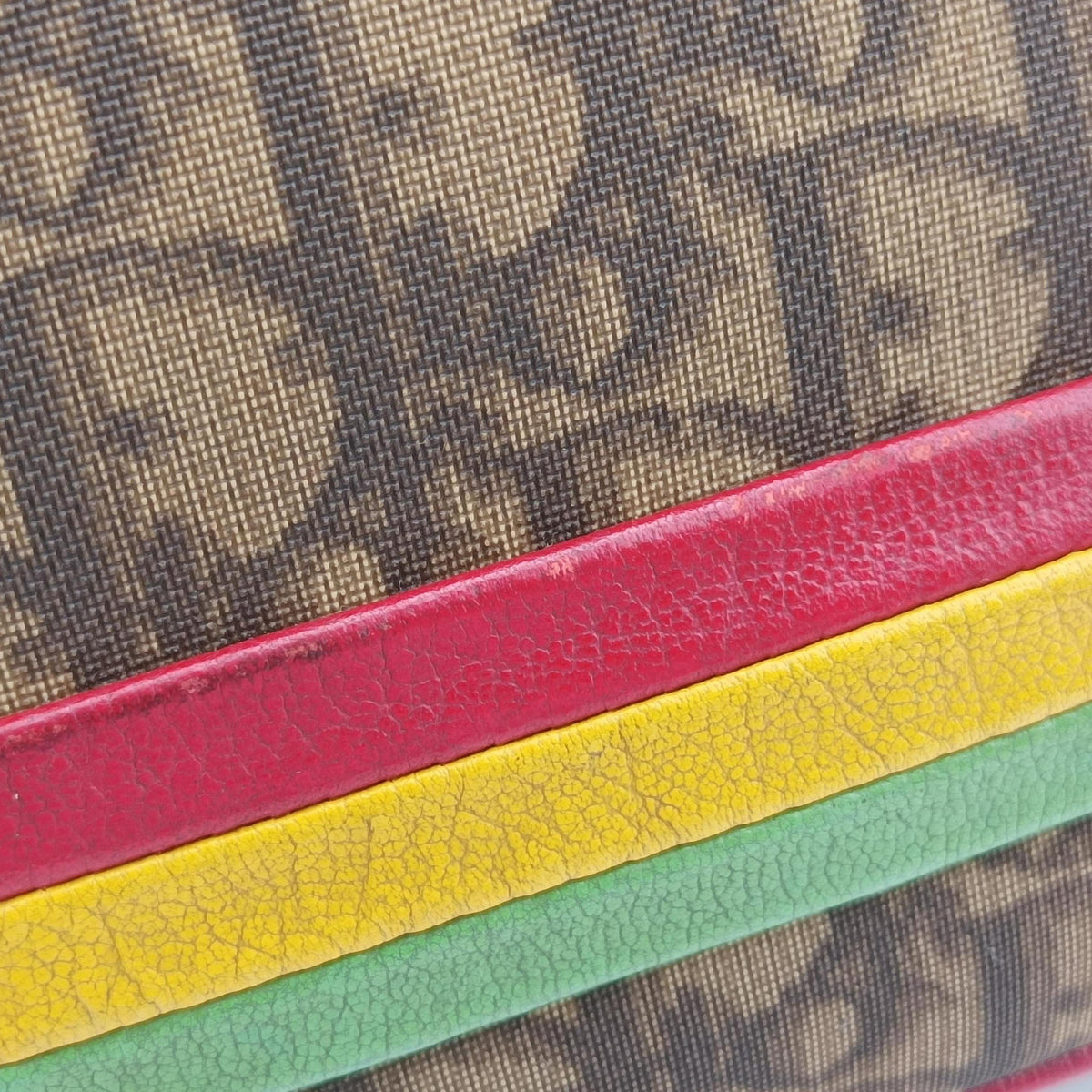Pre-owned Christian Dior Rasta Trotter Messenger beige×Multicolour PVC coated canvas  shoulderbag | stylenewstar