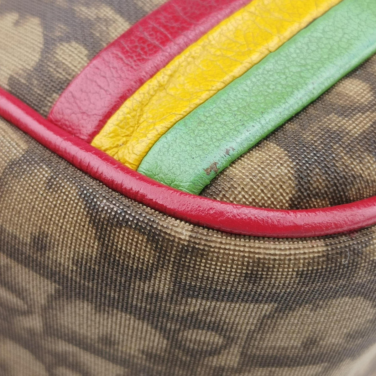 Pre-owned Christian Dior Rasta Trotter Messenger beige×Multicolour PVC coated canvas  shoulderbag | stylenewstar