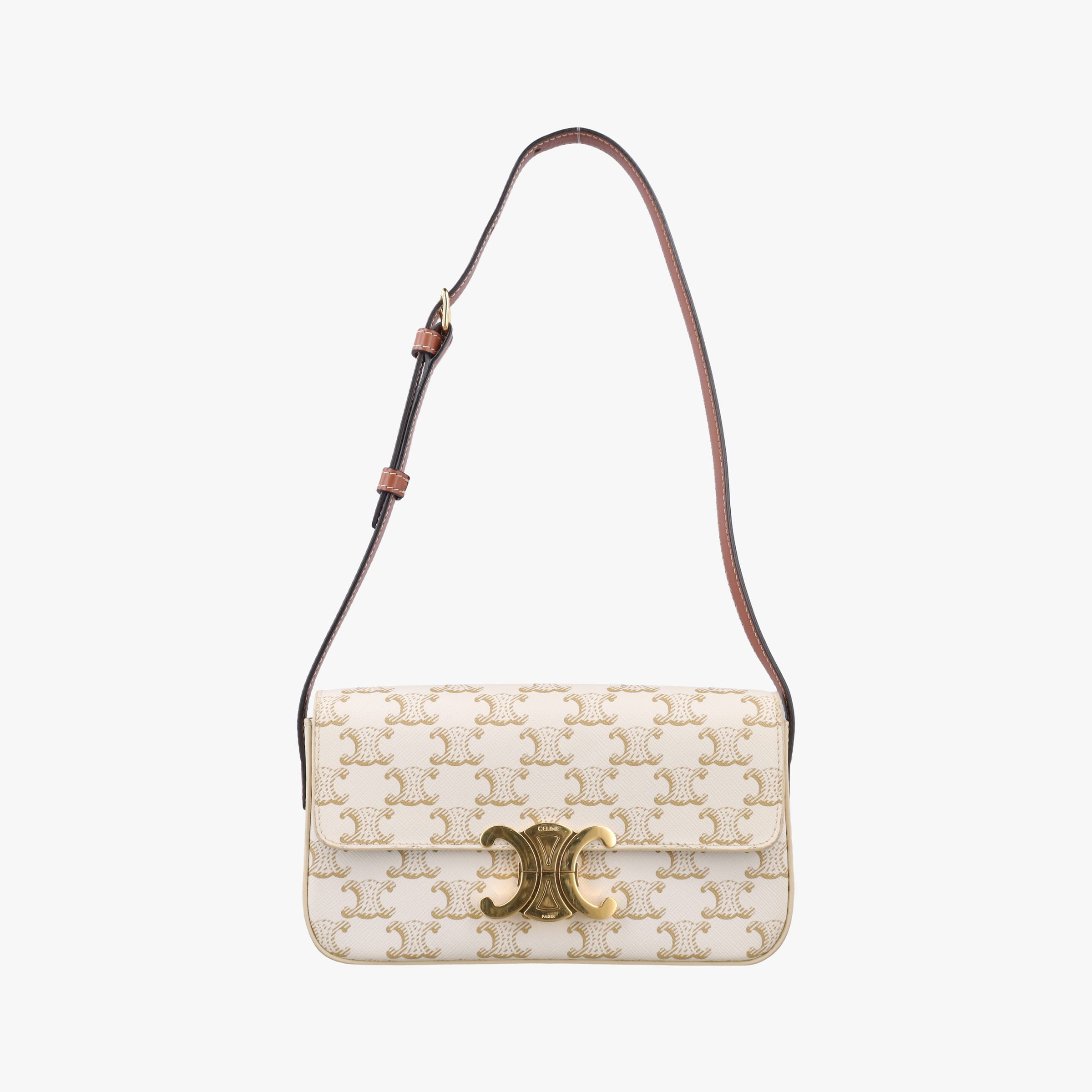 Vintage Celine Teen Triomphe White PVC coated canvas  shoulderbag | stylenewstar