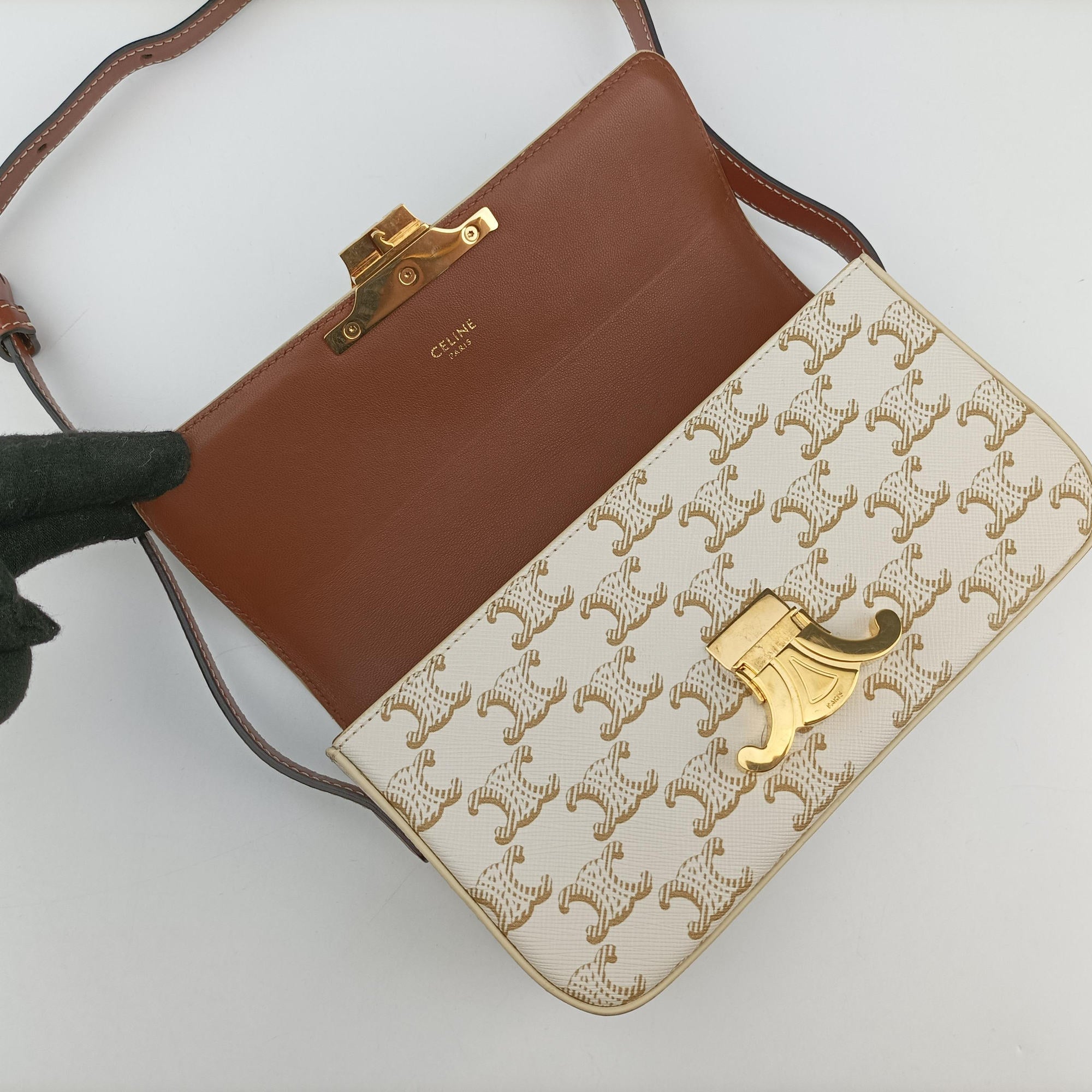 Vintage Celine Teen Triomphe White PVC coated canvas  shoulderbag | stylenewstar