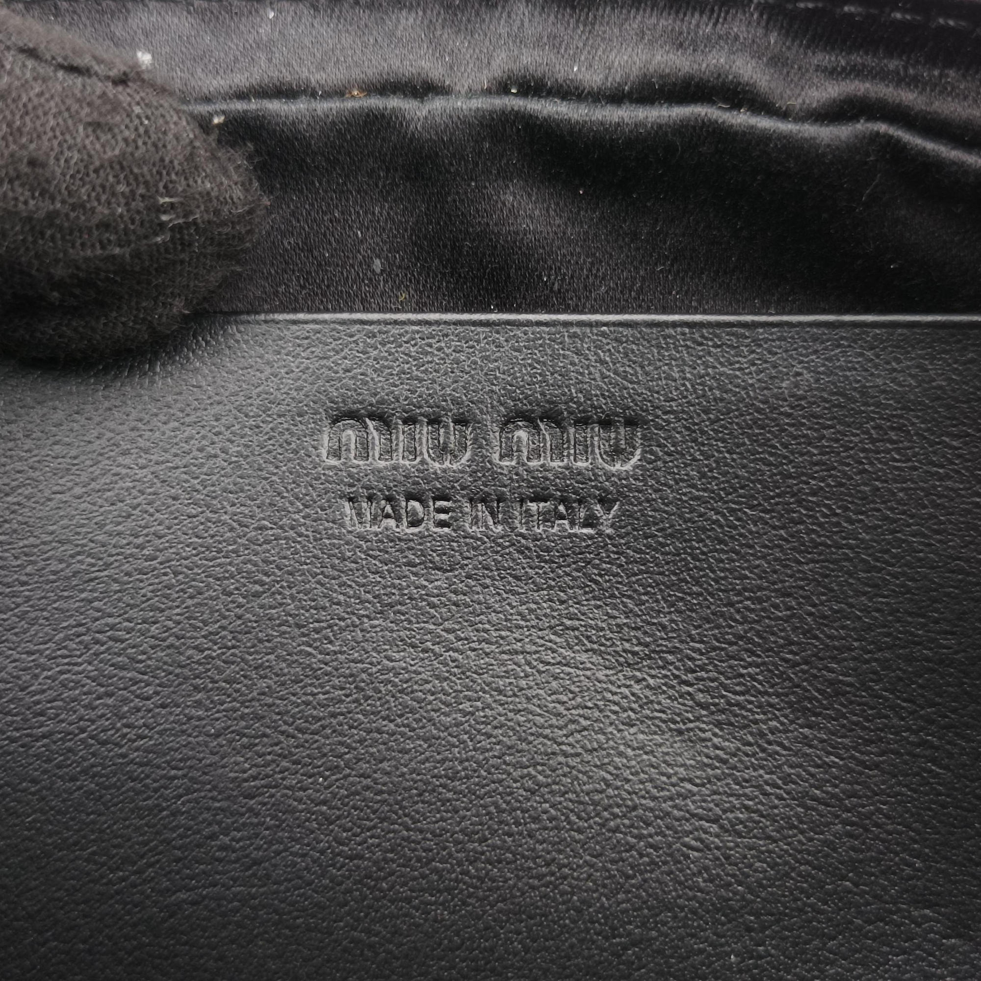Pre-owned Miu Miu Logo belt Black leather  bum bag/waist bag | stylenewstar