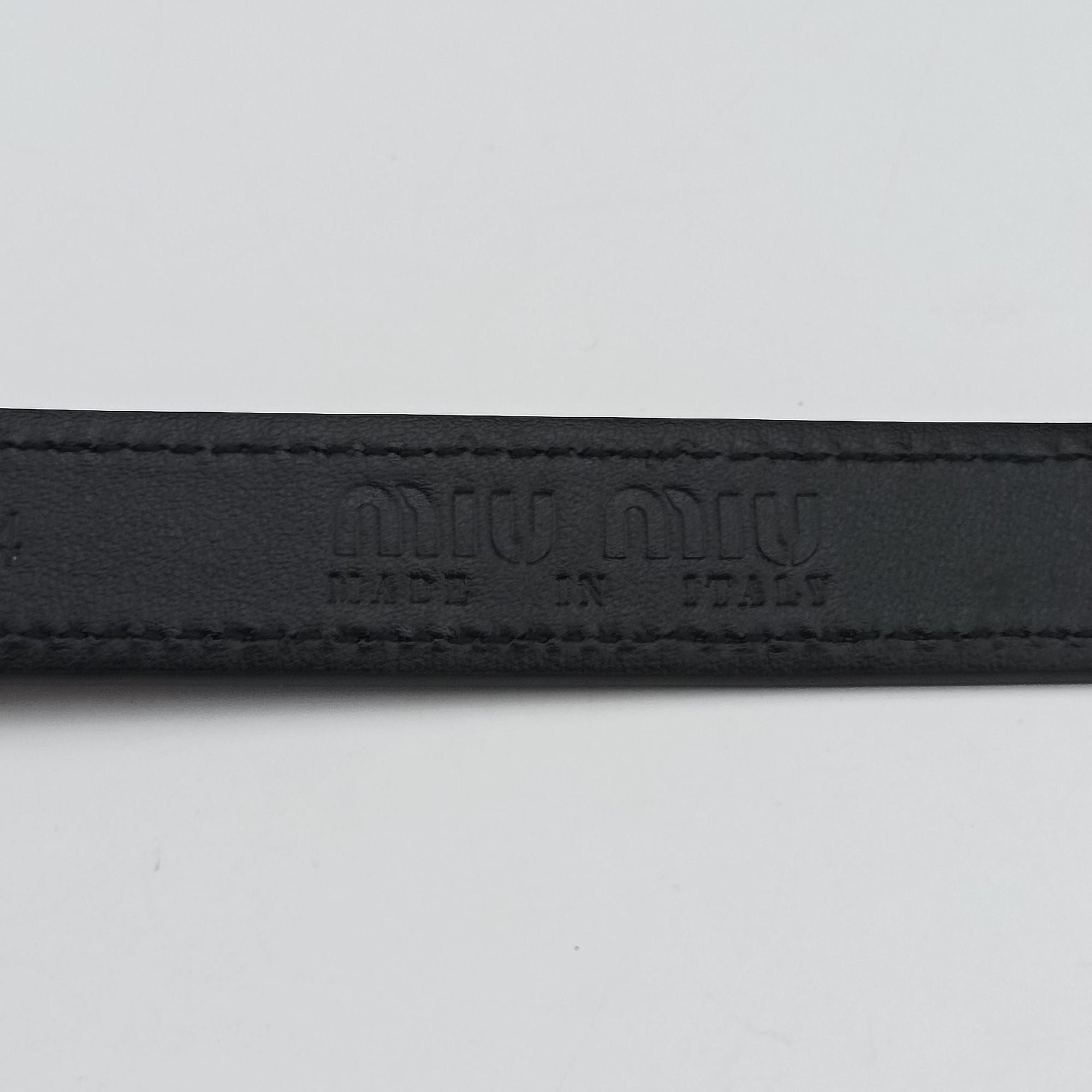 Pre-owned Miu Miu Logo belt Black leather  bum bag/waist bag | stylenewstar