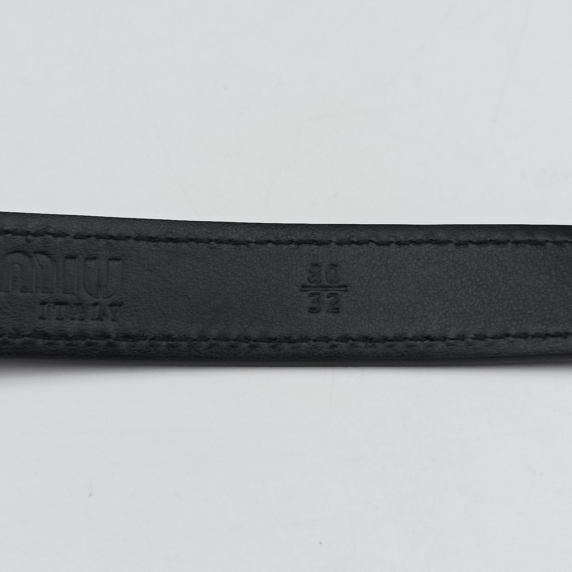 Pre-owned Miu Miu Logo belt Black leather  bum bag/waist bag | stylenewstar