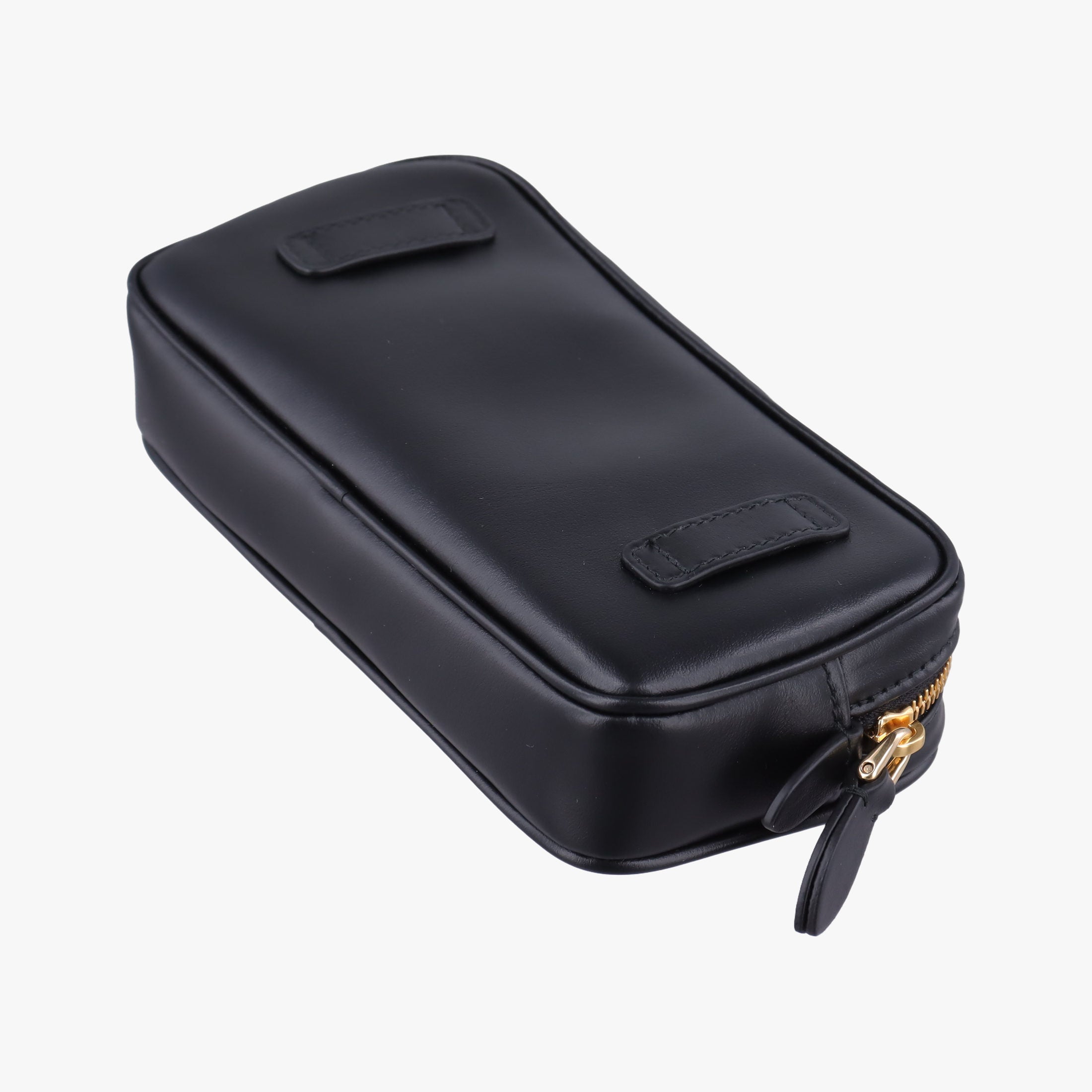 Pre-owned Miu Miu Logo belt Black leather  bum bag/waist bag | stylenewstar