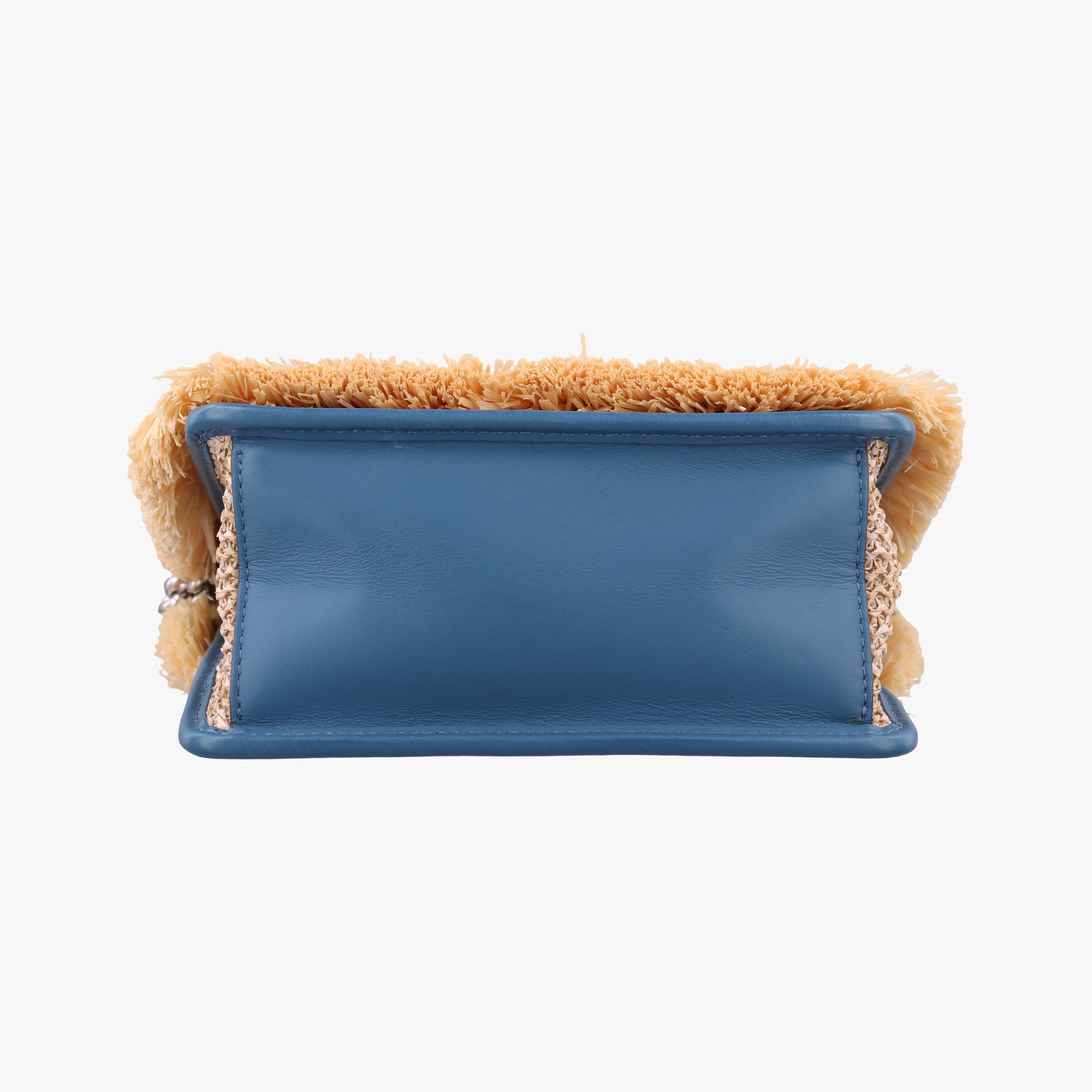 Pre-owned Fendi KAN I F Blue straw×fabric 8BT286 shoulderbag | stylenewstar