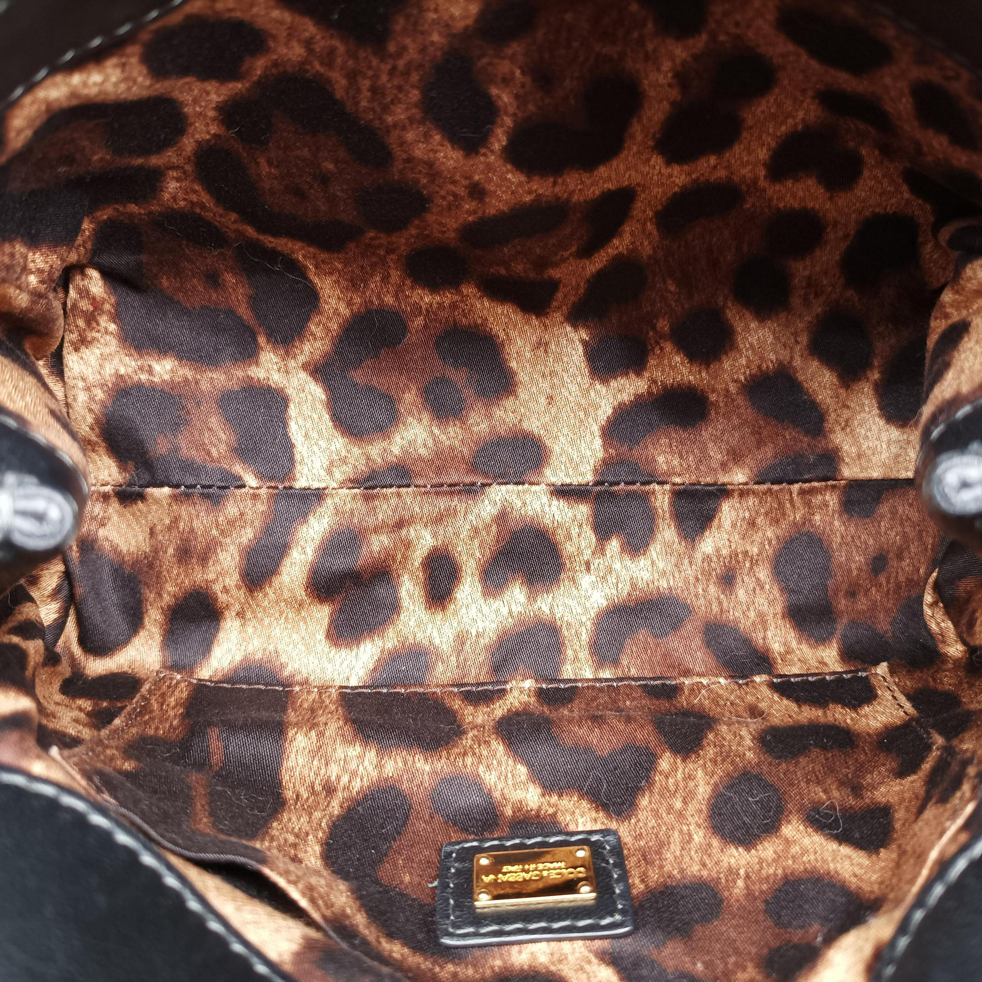 Secondhand Dolce & Gabbana SICILY Black×white Canvas × Leather  shoulderbag | stylenewstar