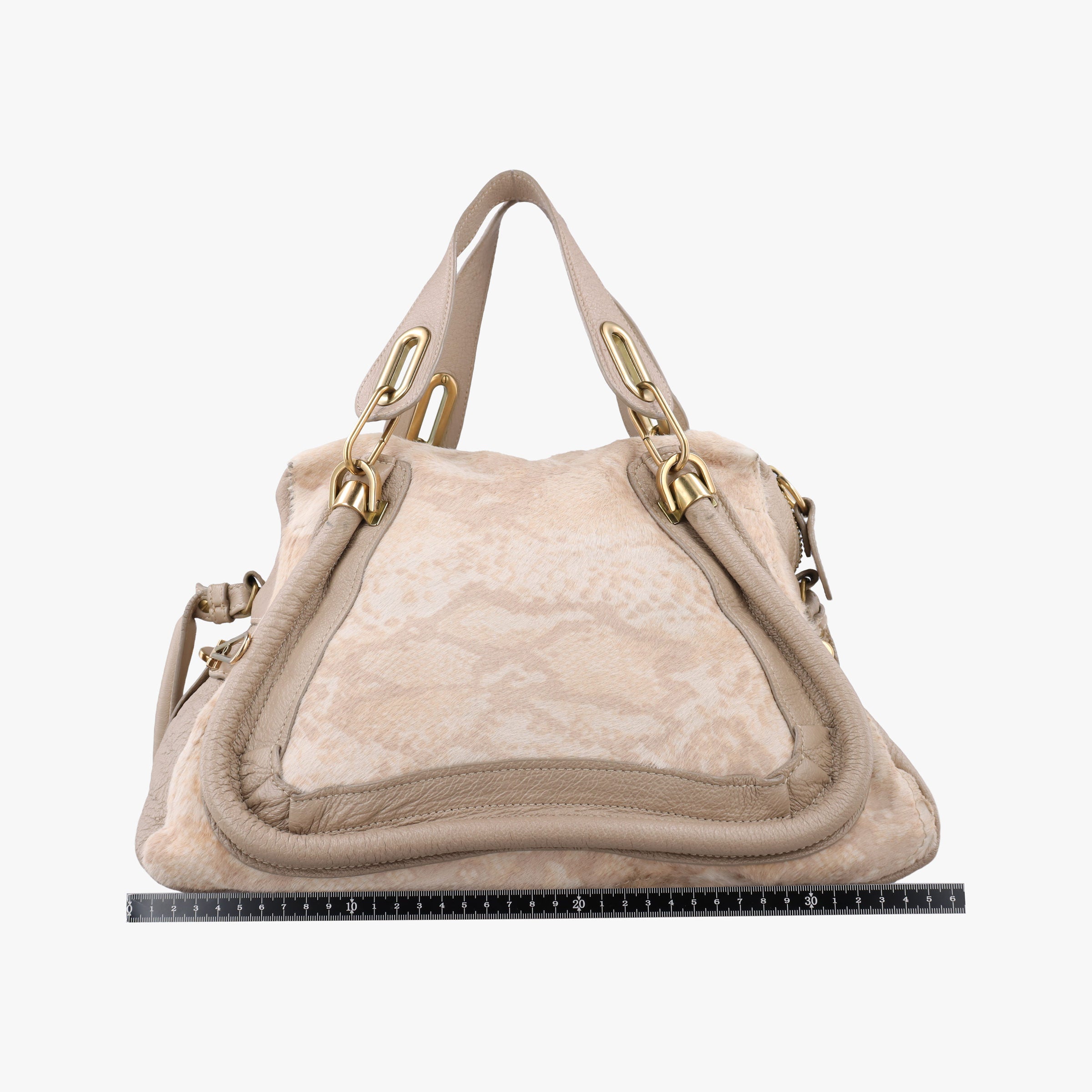 Pre-owned Chloe Paraty Beige ponyhair x Leather  shoulderbag | stylenewstar