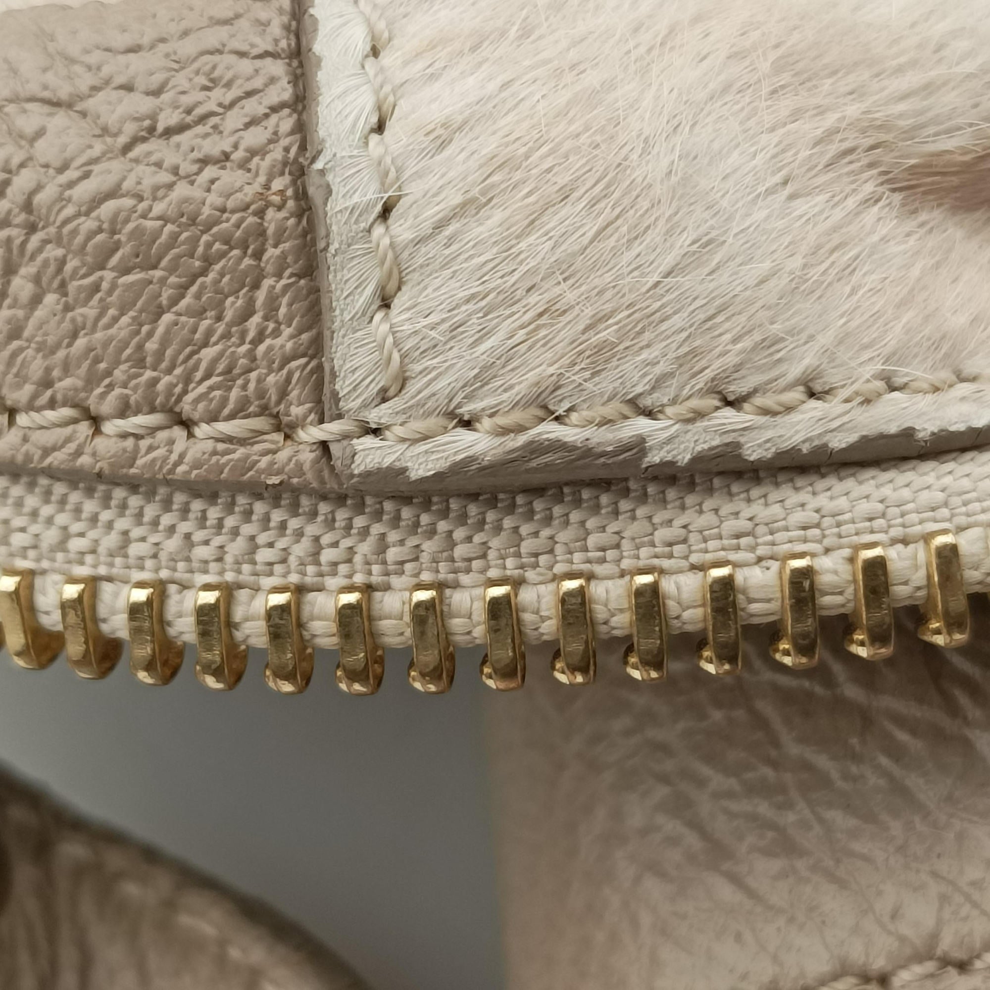 Pre-owned Chloe Paraty Beige ponyhair x Leather  shoulderbag | stylenewstar