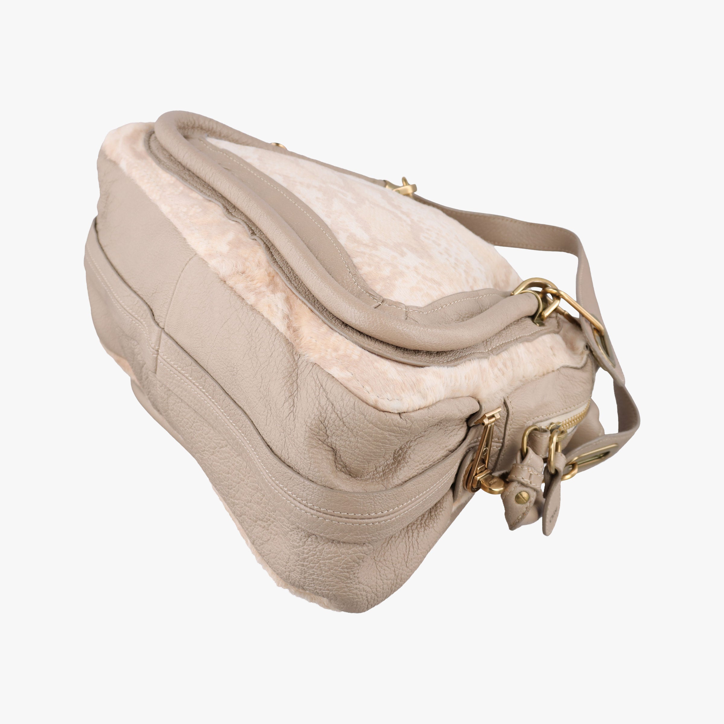 Pre-owned Chloe Paraty Beige ponyhair x Leather  shoulderbag | stylenewstar