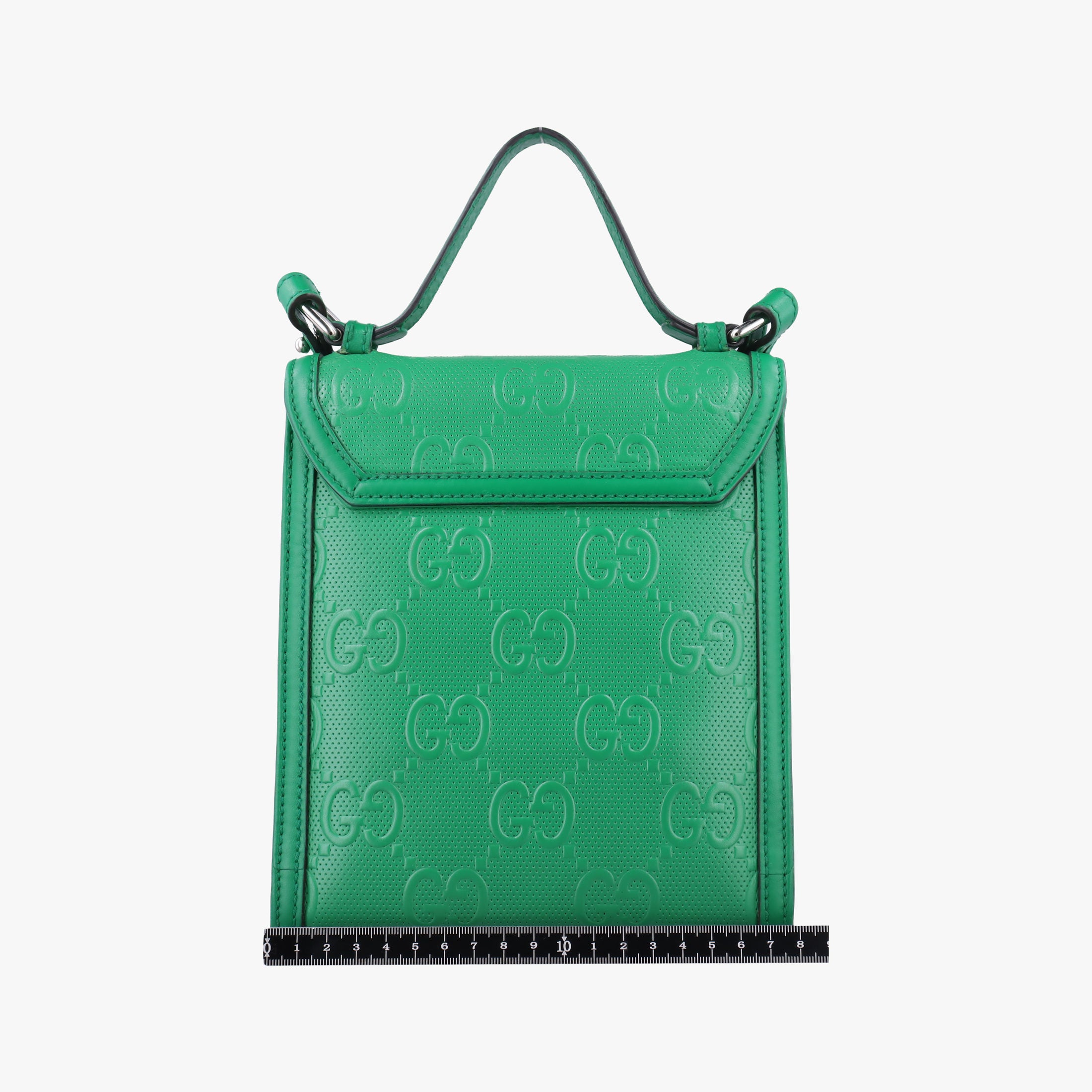 Secondhand Gucci GG Embossed Messenger Bag Green Leather 625782 shoulderbag | stylenewstar