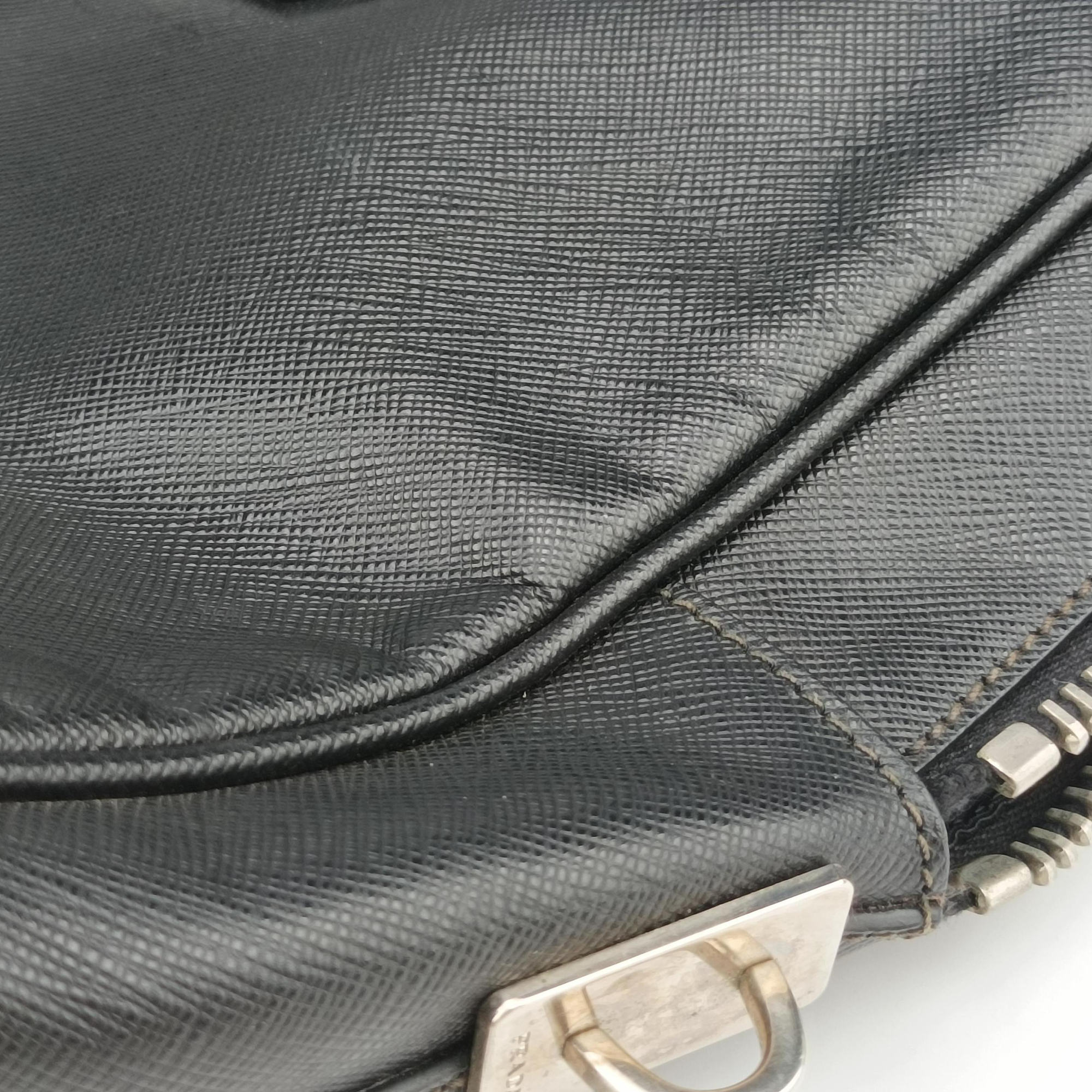 Pre-owned Prada business bag briefcase Black SAFFIANO Leather 2VE363 handbag | stylenewstar