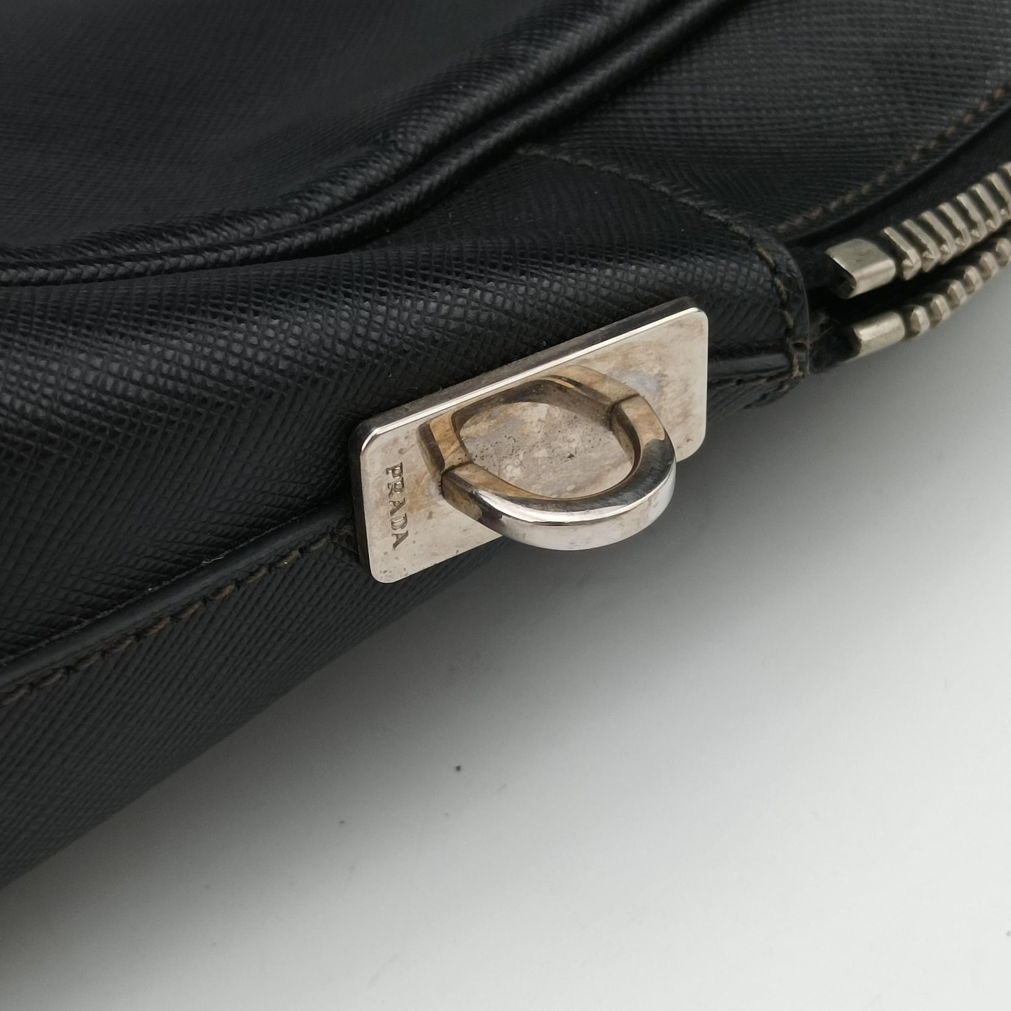 Pre-owned Prada business bag briefcase Black SAFFIANO Leather 2VE363 handbag | stylenewstar