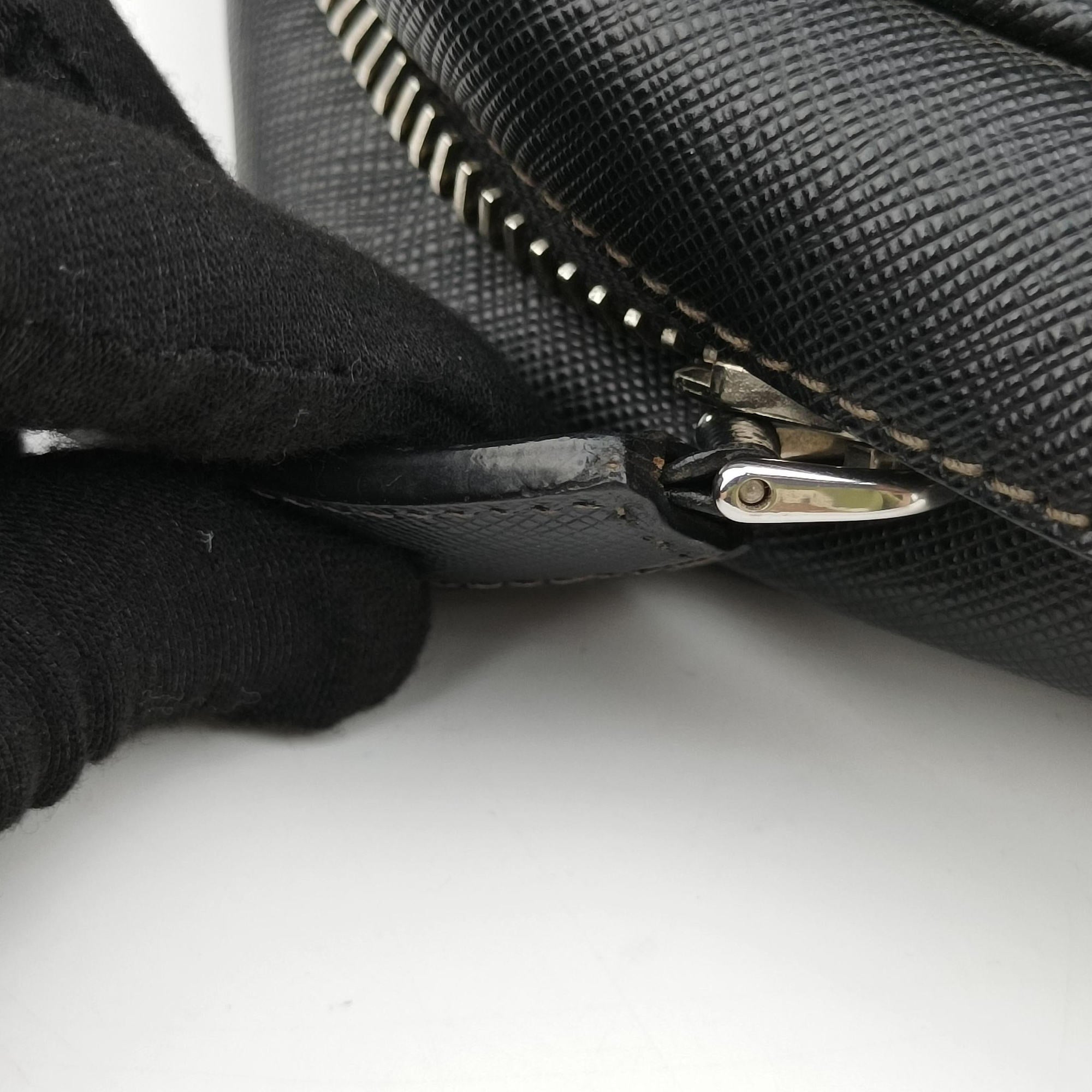 Pre-owned Prada business bag briefcase Black SAFFIANO Leather 2VE363 handbag | stylenewstar