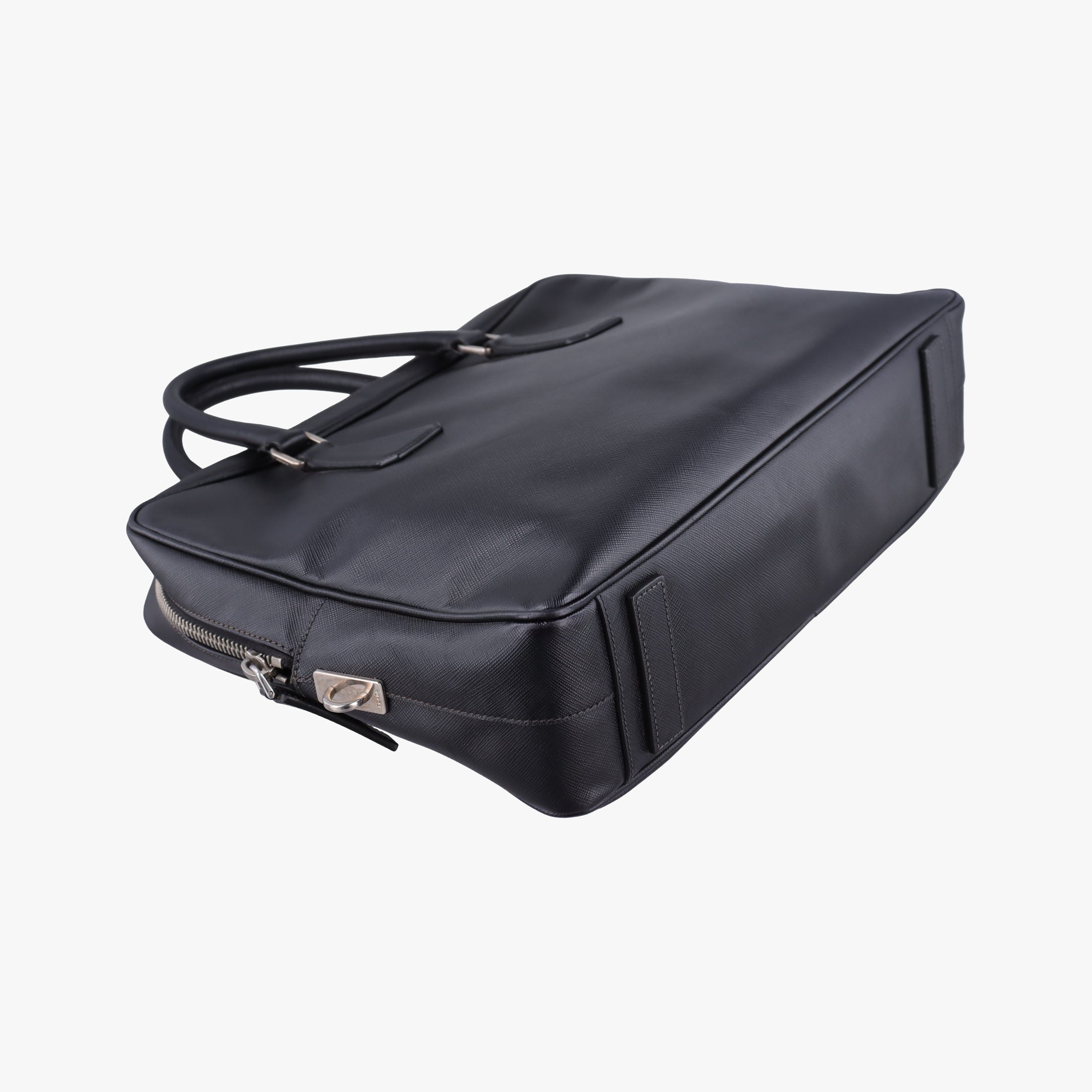 Pre-owned Prada business bag briefcase Black SAFFIANO Leather 2VE363 handbag | stylenewstar
