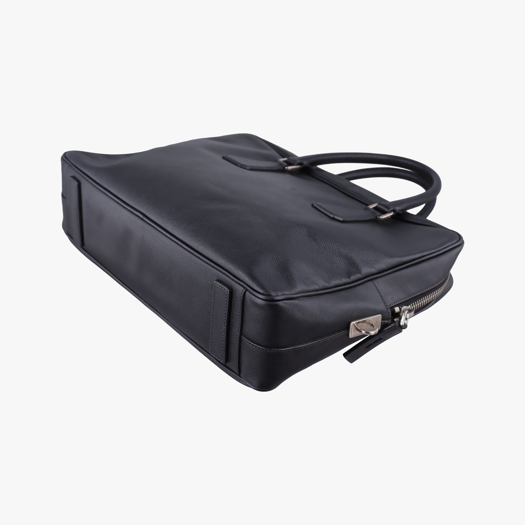 Pre-owned Prada business bag briefcase Black SAFFIANO Leather 2VE363 handbag | stylenewstar