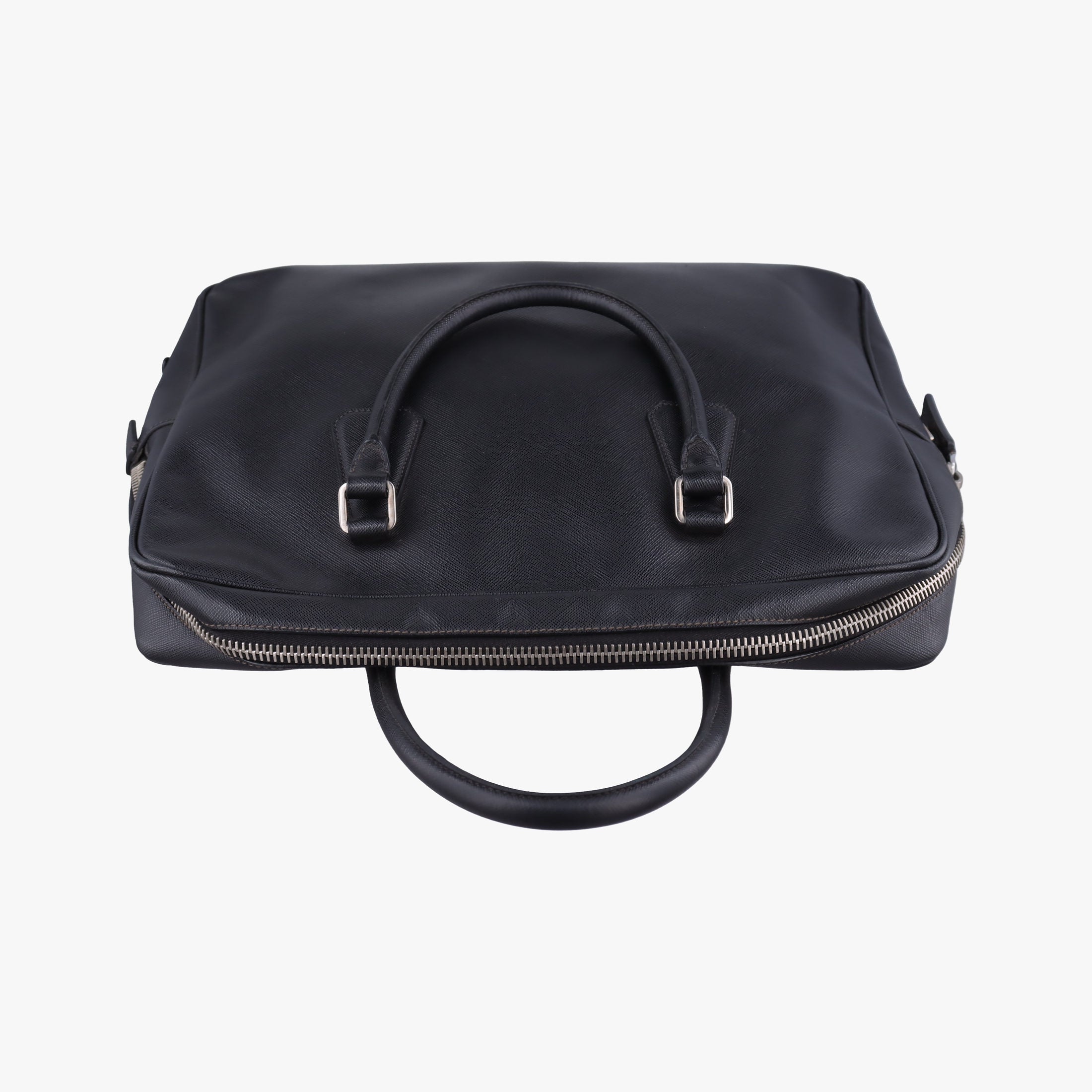 Pre-owned Prada business bag briefcase Black SAFFIANO Leather 2VE363 handbag | stylenewstar