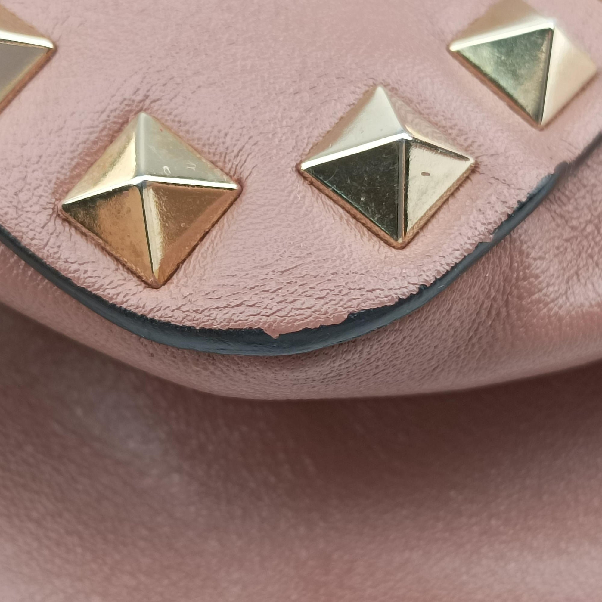 Pre-owned Valentino Rockstud PinkBrown Leather  shoulderbag | stylenewstar